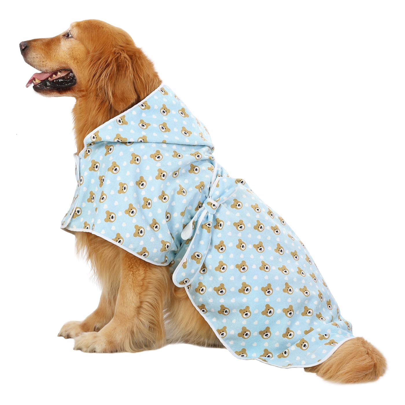 Hde Dog Bathrobe Super Absorbent Quick Drying Towel With Hood For All Dog Breeds Sizes S-Xxl - Teddy Bears - L