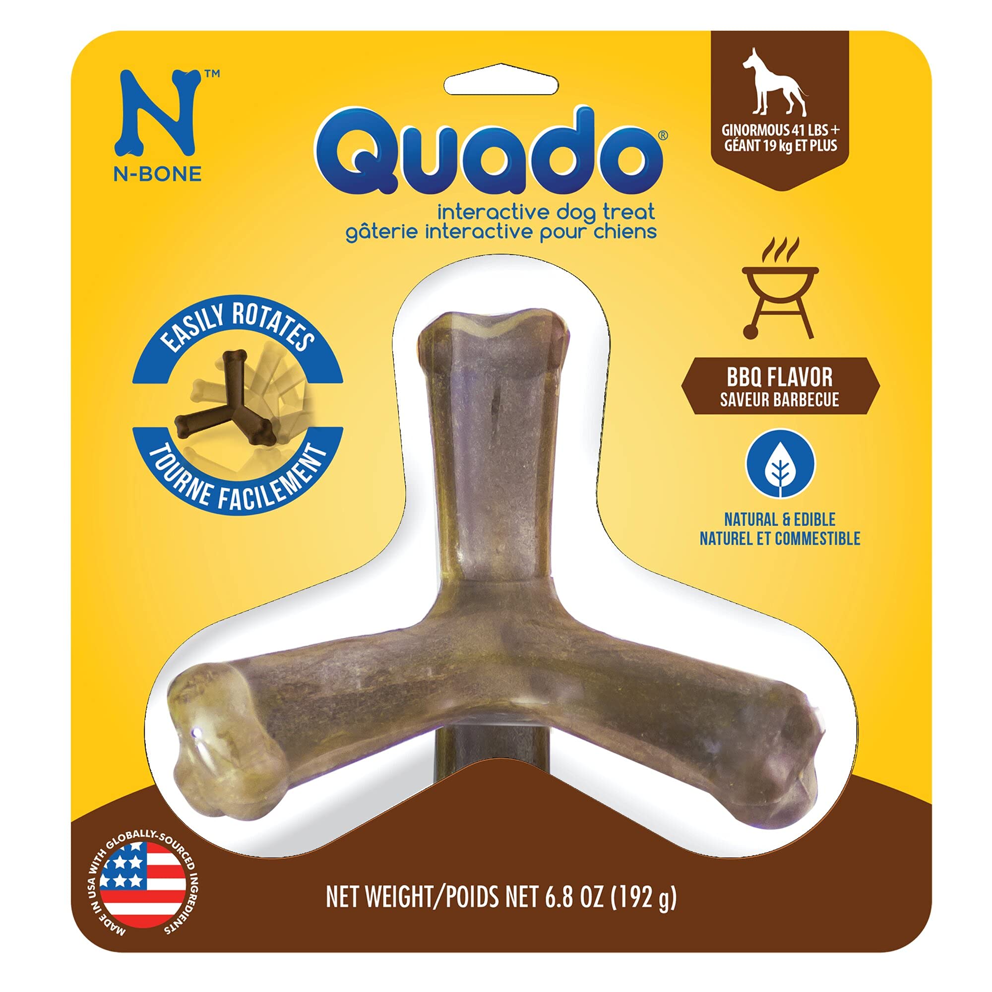 N-Bone Quado Interactive Treat, BBQ Flavor, Large, Hickory (701207) 6.8 Ounce (Pack of 1)