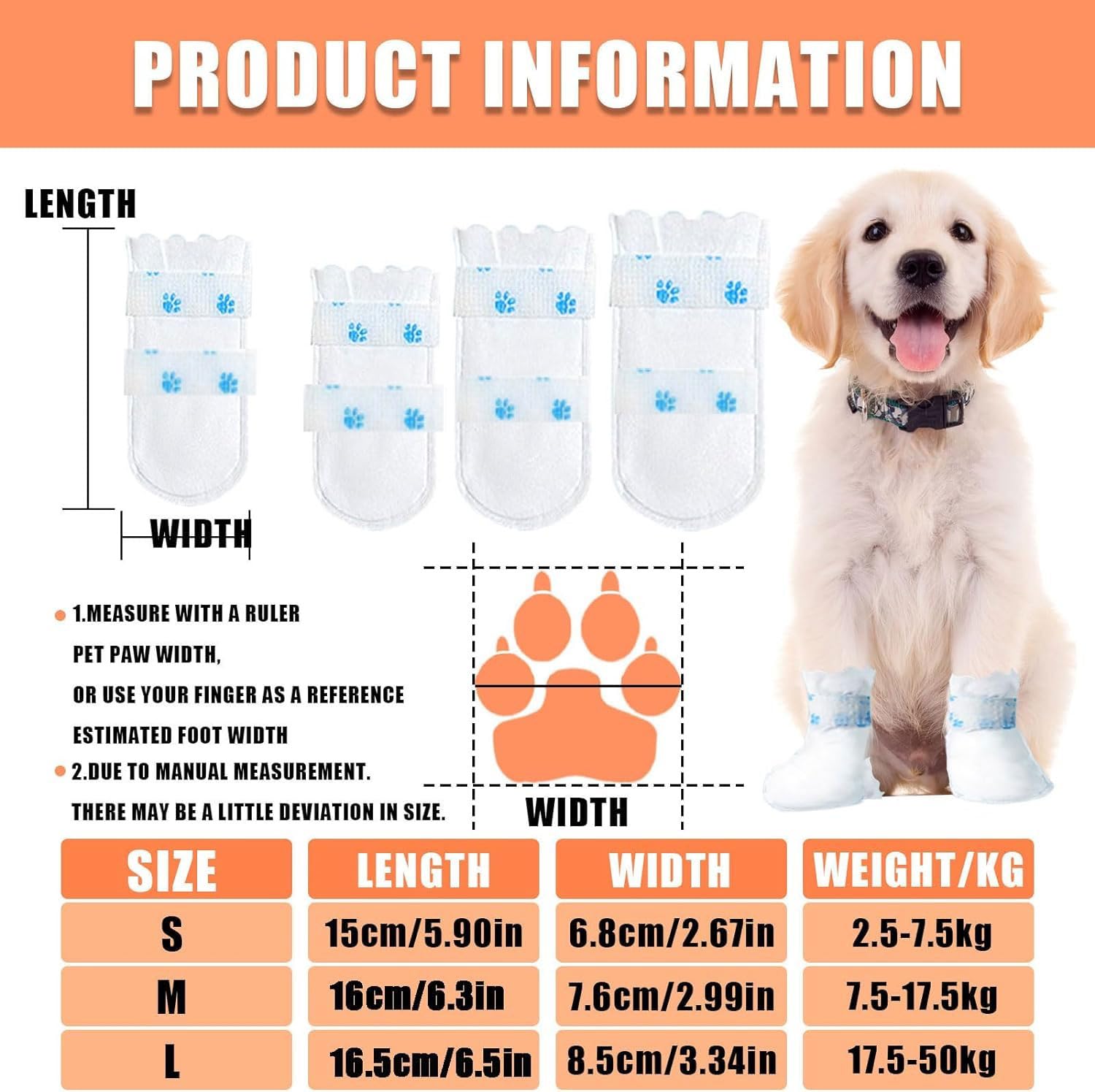 Suxgumoe Disposable Dog Boots - 20 Pcs Soft Non-Woven Pet Shoes, Small, White, Adjustable Self-Adhesive Bandage for Indoor & Outdoor Use