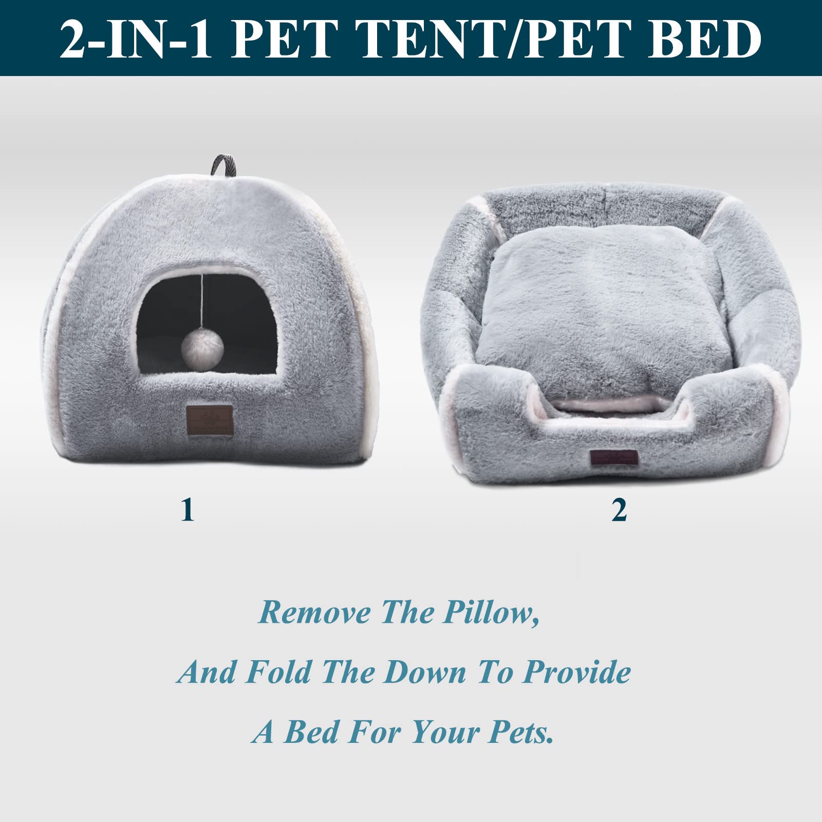 Cat Bed For Indoor Cats - Cat Cave Bed Cat House Cat Tent With Removable Washable Cushioned Pillow, Soft And Self Warming Kitten