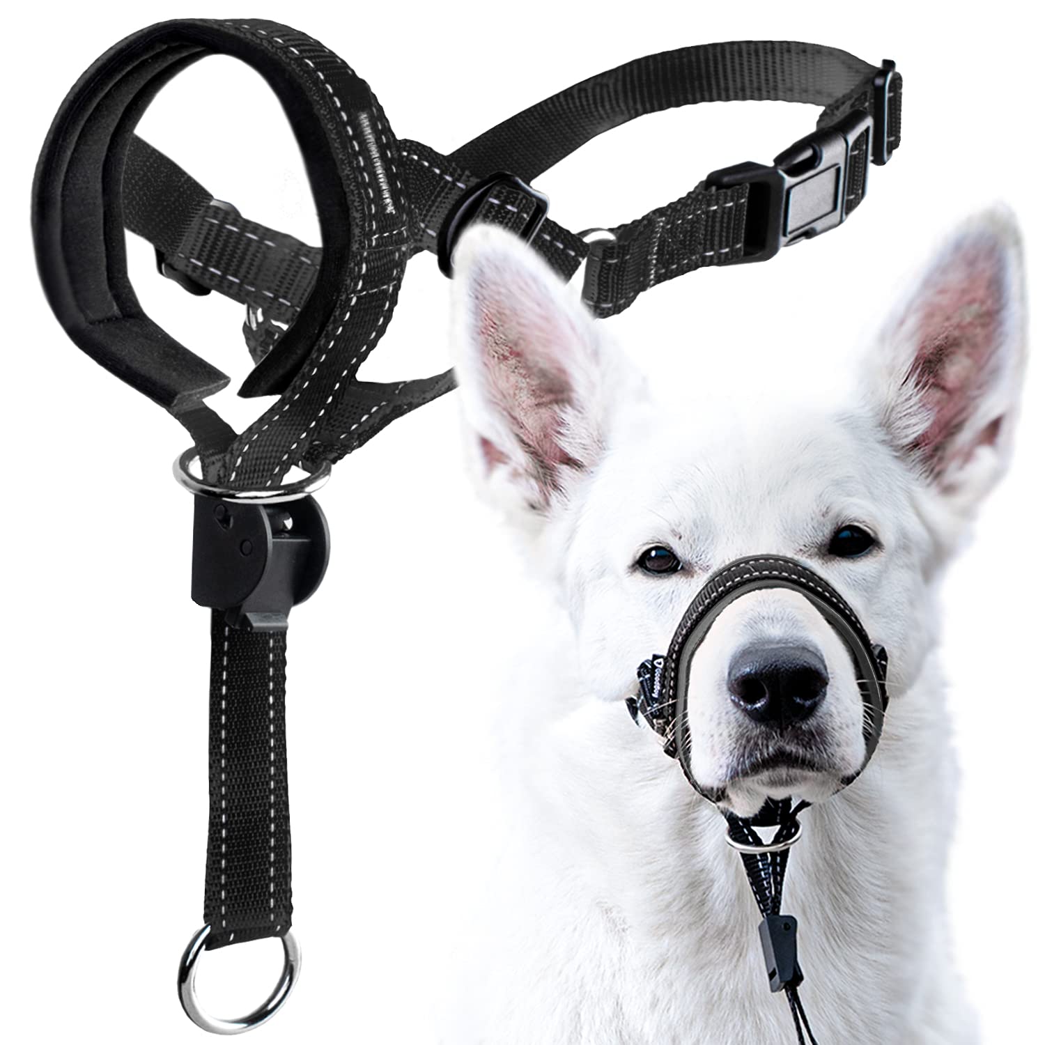 Goodboy Dog Head Halter With Safety Strap - Stops Heavy Pulling On The Leash - Padded Headcollar For Small Medium And Large Dog Sizes - Head Collar Training Guide Included (Size 2, Black)