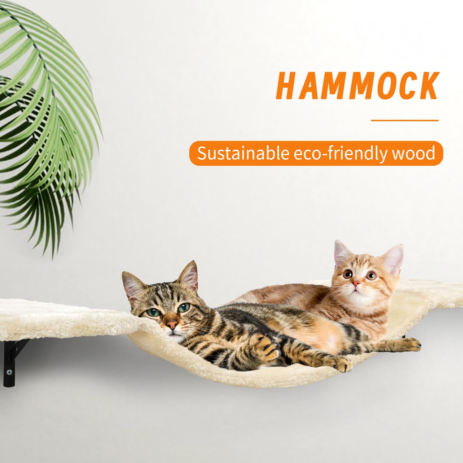 Wall-Mounted Cat Climber Set With Climbing Shelves, Perches, Bridge,Hammock,Scratching Board & Ball - 7 Pcs Wood Indoor Cat Furn