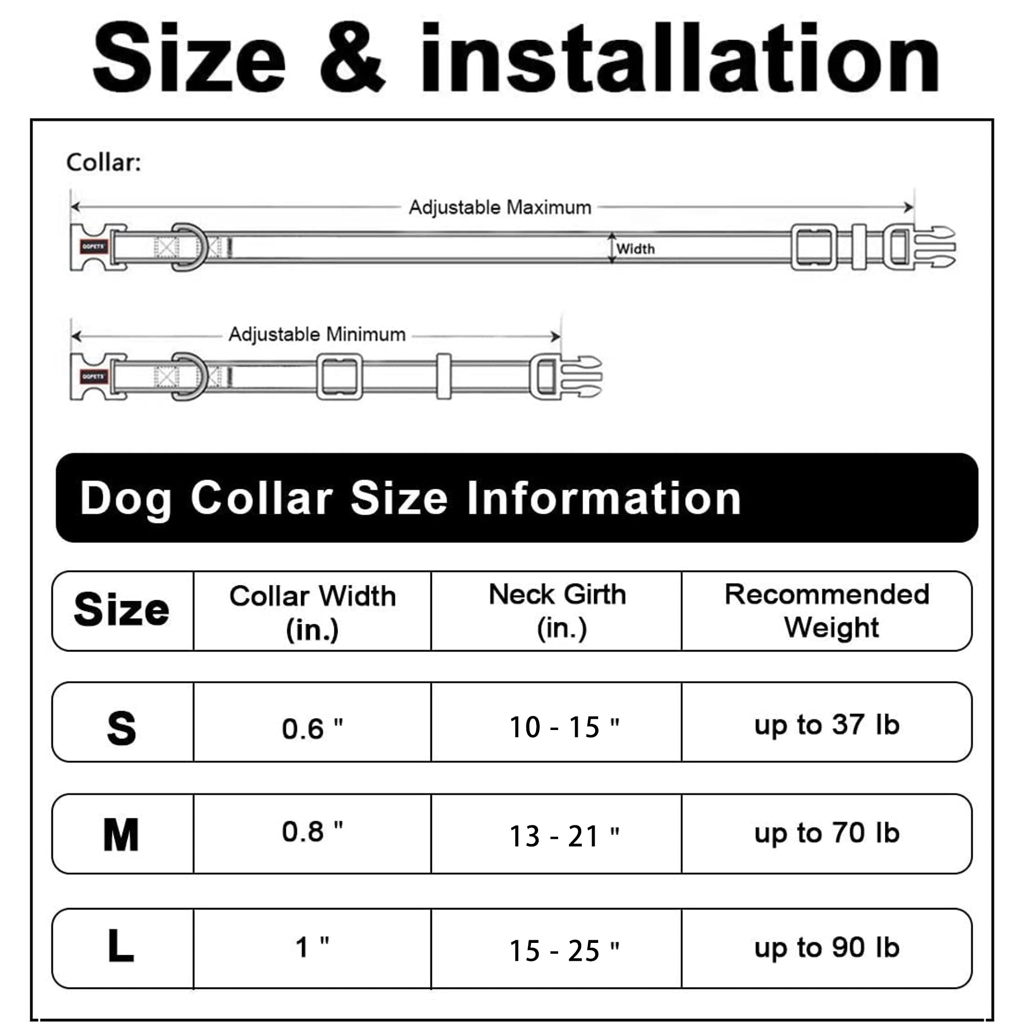 Roses&Poetry Reflective Dog Collar With Gradient Azure, Adjustable Durable Pet Collars For Small Medium Large Dogs (Azure-M
