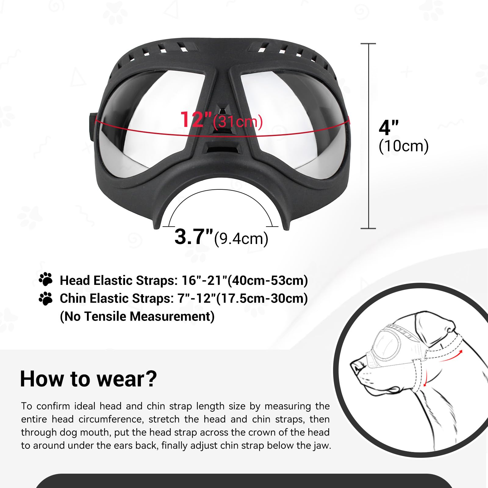 Namsan Dog Goggles for Large Dogs, Wide Snout, Soft Frame, Anti-UV Tactical Dog Sunglasses Medium to Large Breed, Summer Driving