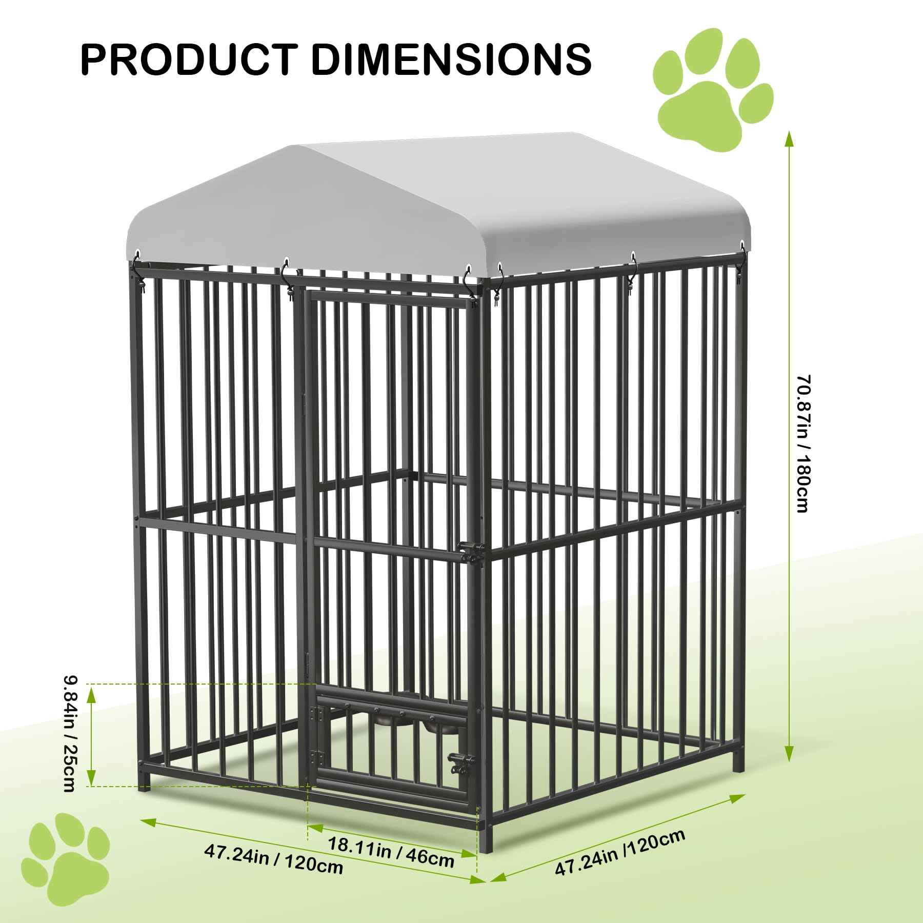 Large Dog Kennel Outside,4x4x6 FT Heavy-Duty Outdoor Cage with Roof and Lock,Covered Outside Kennel,for Medium and Large Dogs,Ea