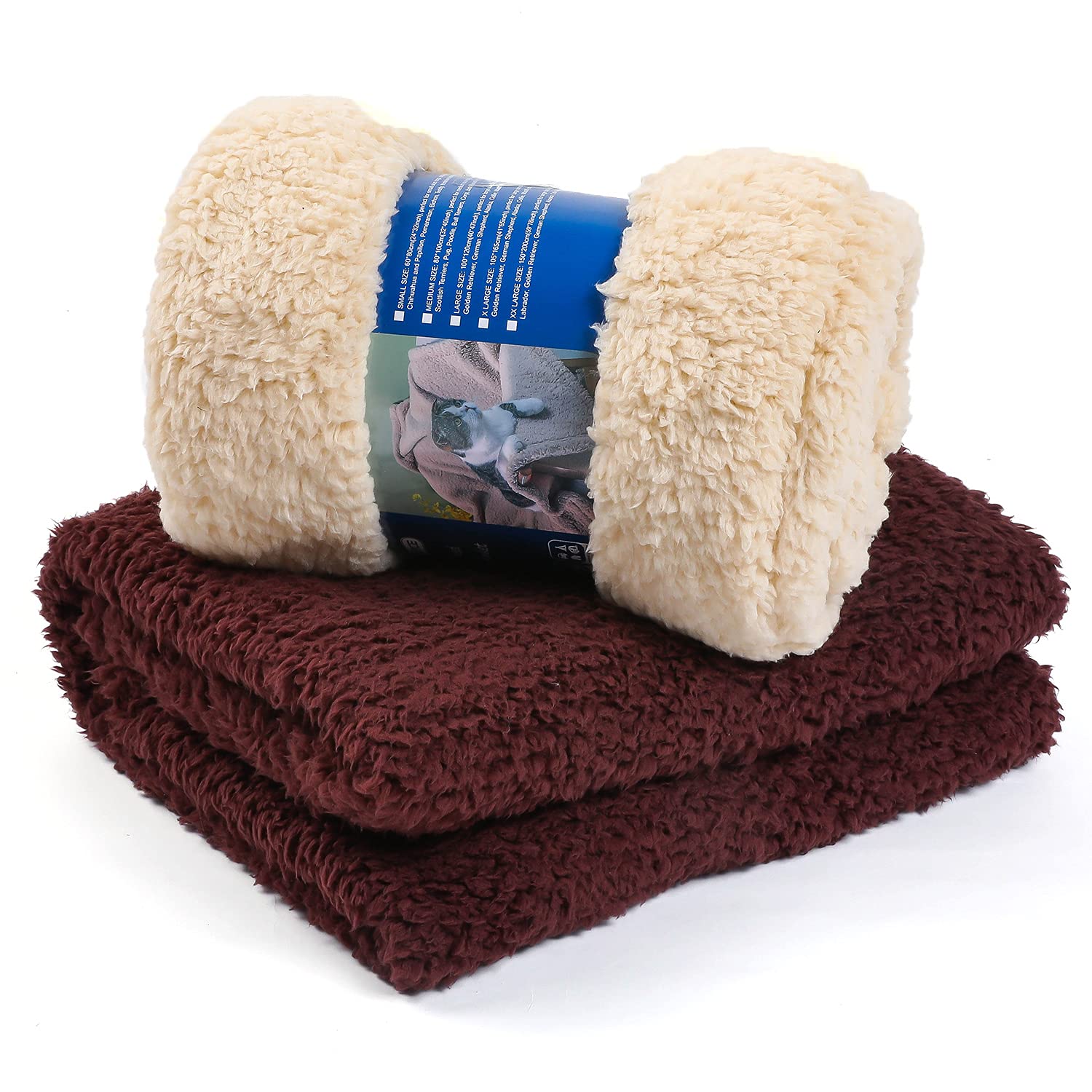 Xinsource 2 Pack Dog Blanket For Large Size Dogs Cats Soft Sherpa Fleece Pet Blanket Throw For Sofa, Couch Thick Durable Pet Bed