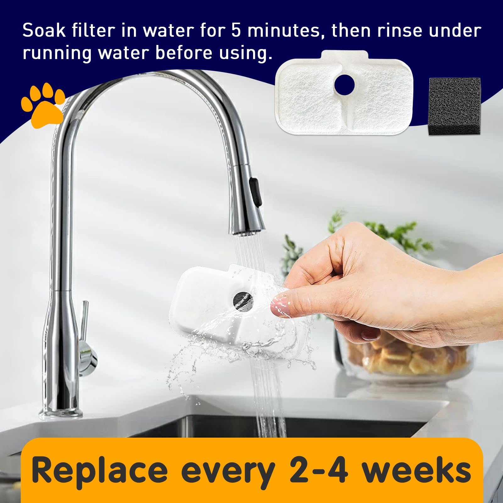 16-Pack Cat Water Fountain Filter Replacement For Petlibro - Pre-Filter Sponges Compatible With Plwf105, Plwf115, Plwf005-8 Mont
