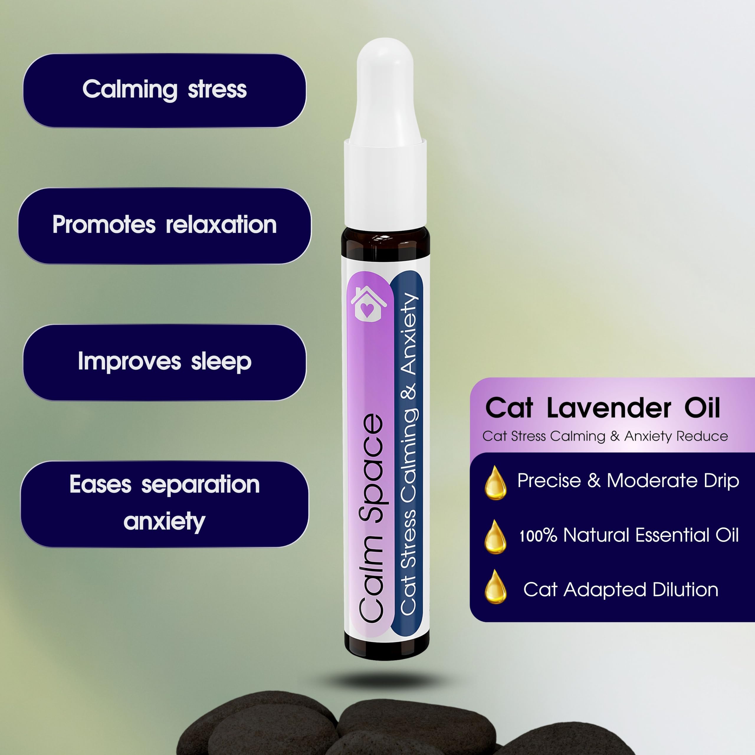Rollerpawster Natural Lava Rock Cat Collar (Lavender Oil)