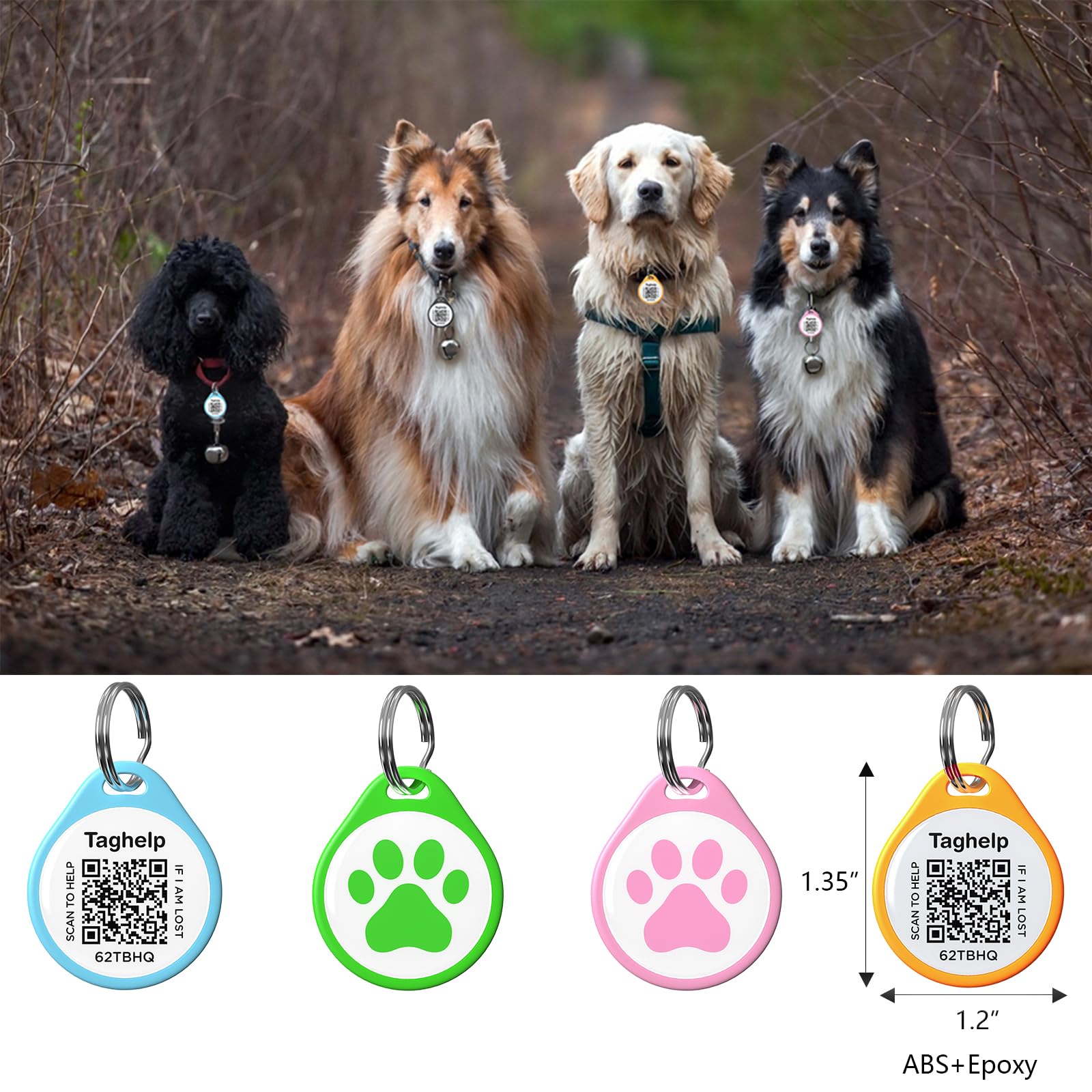 Qr Code Pet Id Tag For Dog Collars - Personalized Anti-Lost Tag With Instant Email Location Alerts - Silent Dog Id Tag,No App No