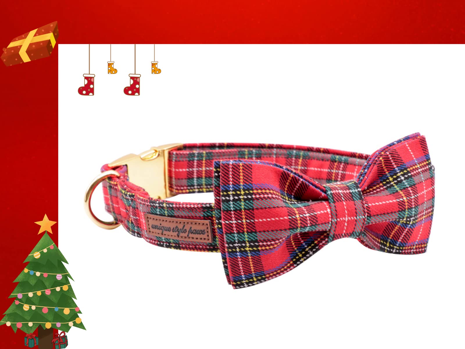 Unique Style Paws Christmas Dog Collar Bow Tie Collar Adjustable Collars For Dogs And Cats Small Medium Large