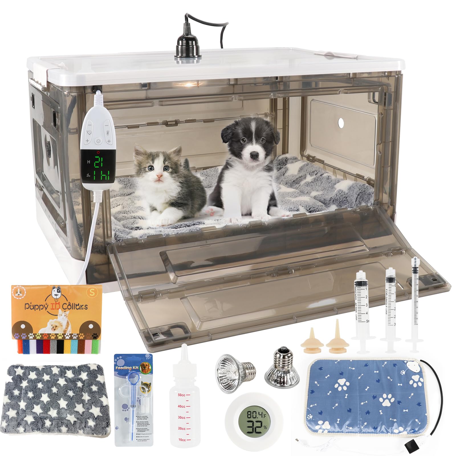 Hkdq Puppy Incubator - Kitten & Puppy Incubator With Heating & Bed Mat (55L)