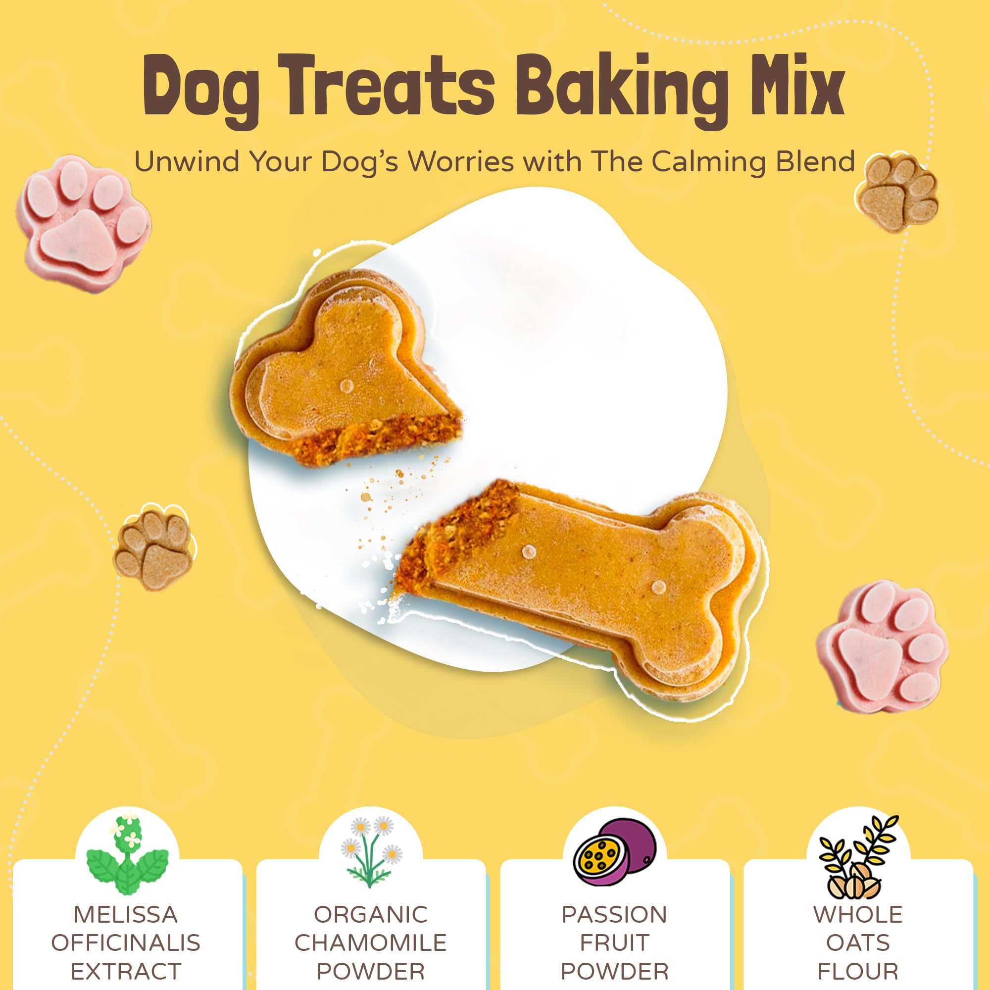 Healthy Calming Dog Treat Baking Mix (Pack of 1) - Natural Chamomile, Valerian Root & Banana Pup Biscuit Mix - Vet-Recommended H