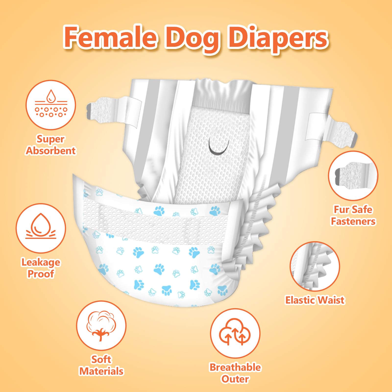 Pet Soft Disposable Dog Diapers for Females - 12pcs X-Small, Mixed Color, Model WOW-WIPE300