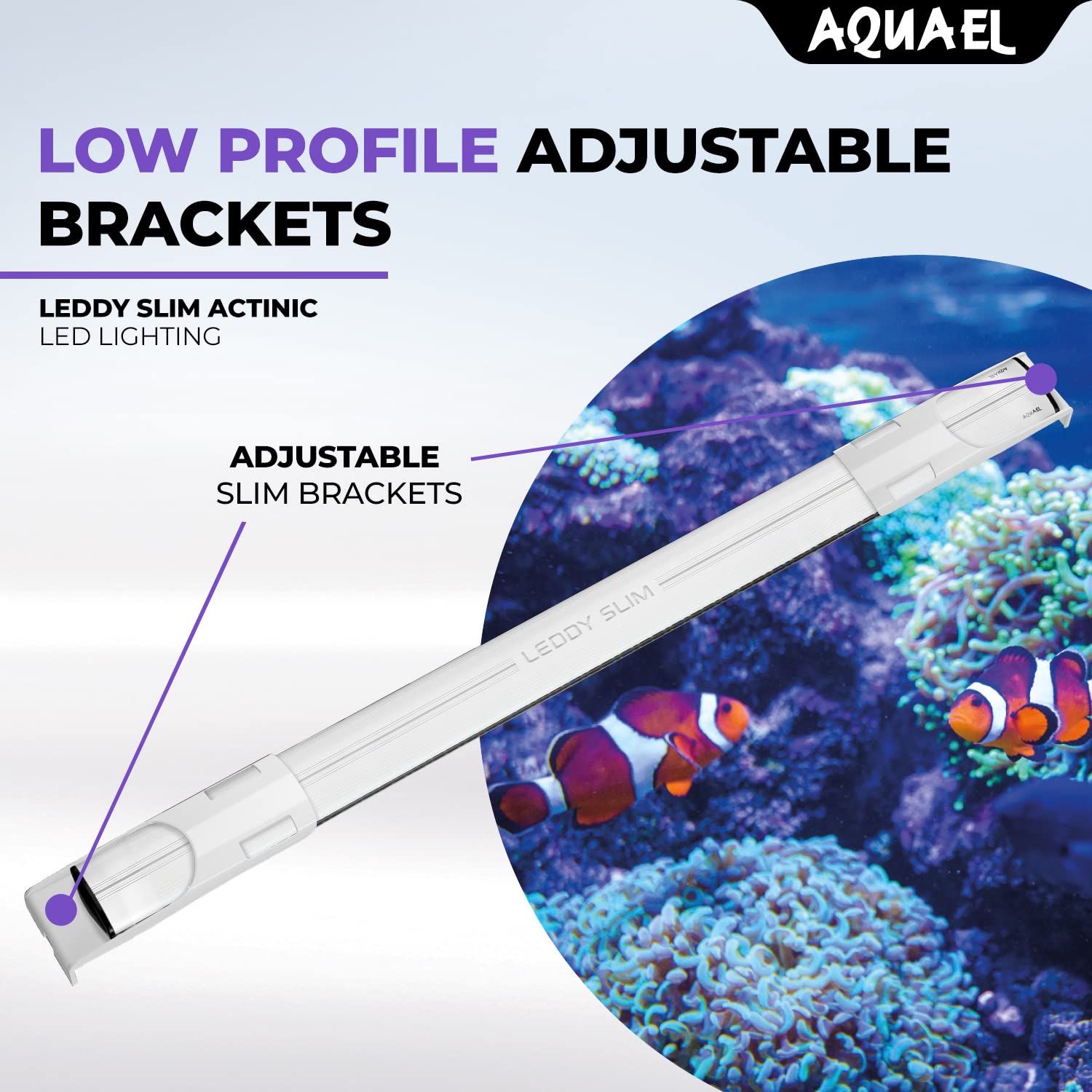 Aquael Leddy Slim Actinic Premium Aquarium Light (Black, 36W 40'-48')