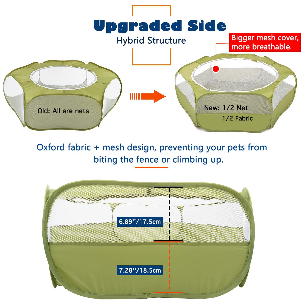 VavoPaw Small Animals Playpen, Waterproof Breathable Indoor Pet Cage Tent with Zipper Cover, Portable Outdoor Exercise Yard Fenc