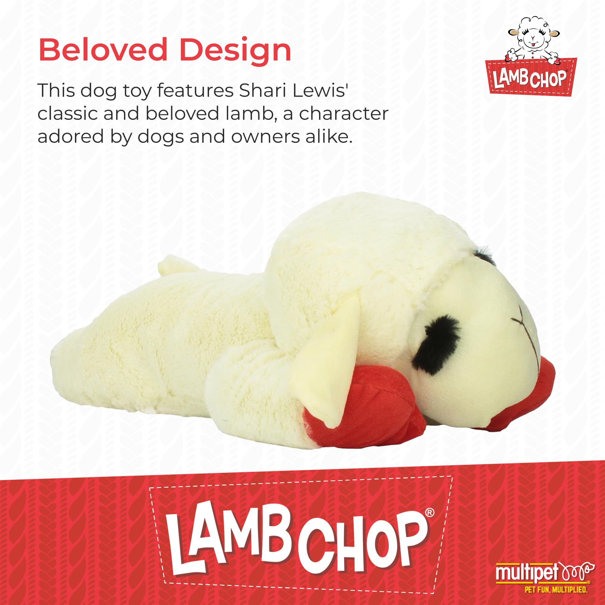 Multipet's Officially Licensed Lamb Chop Jumbo White Plush Dog Toy, 24-Inch