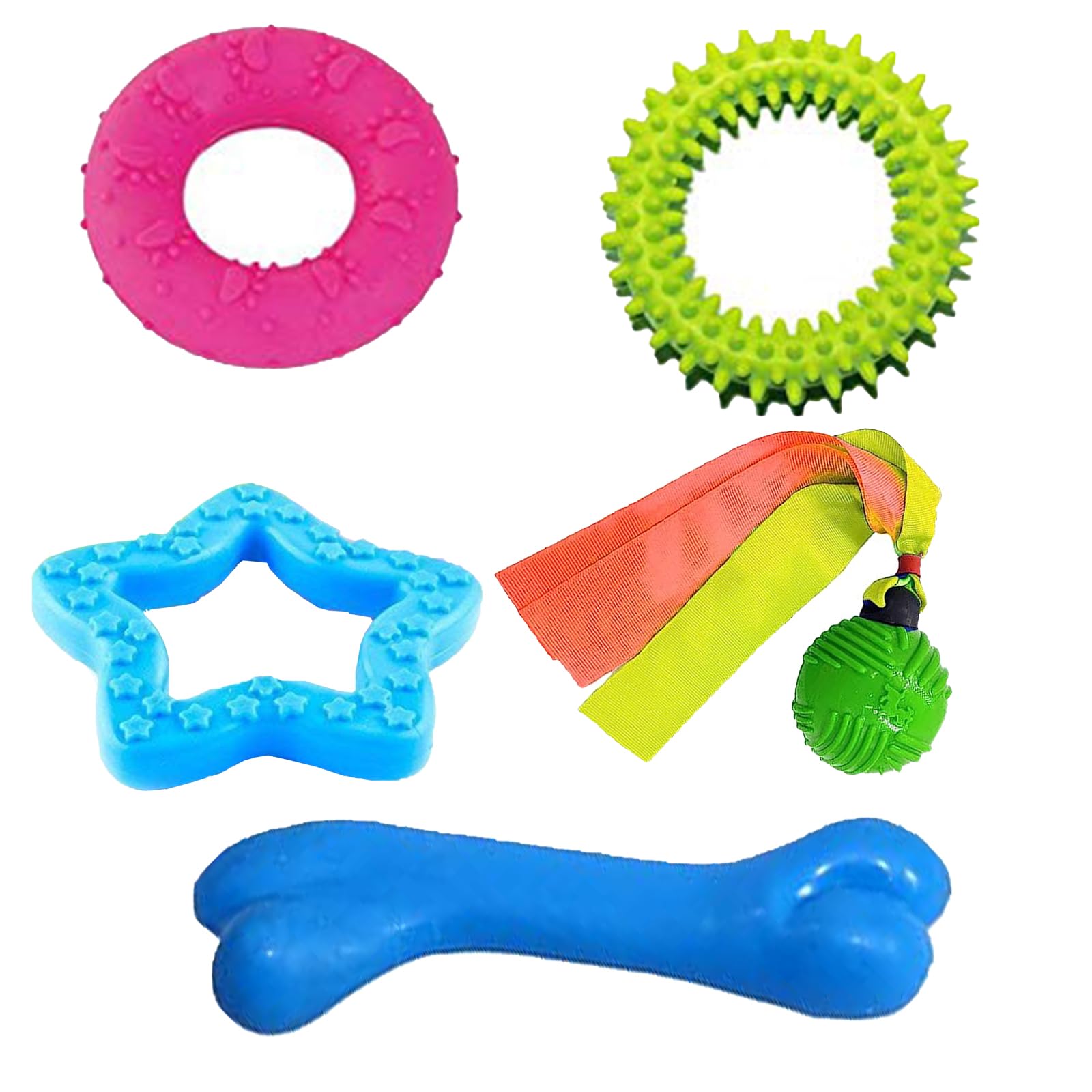 Emily Pets Durable Pet Puppy Chew Toys Set Puppy Teething Ball Toys Safety Design Pack Of 5