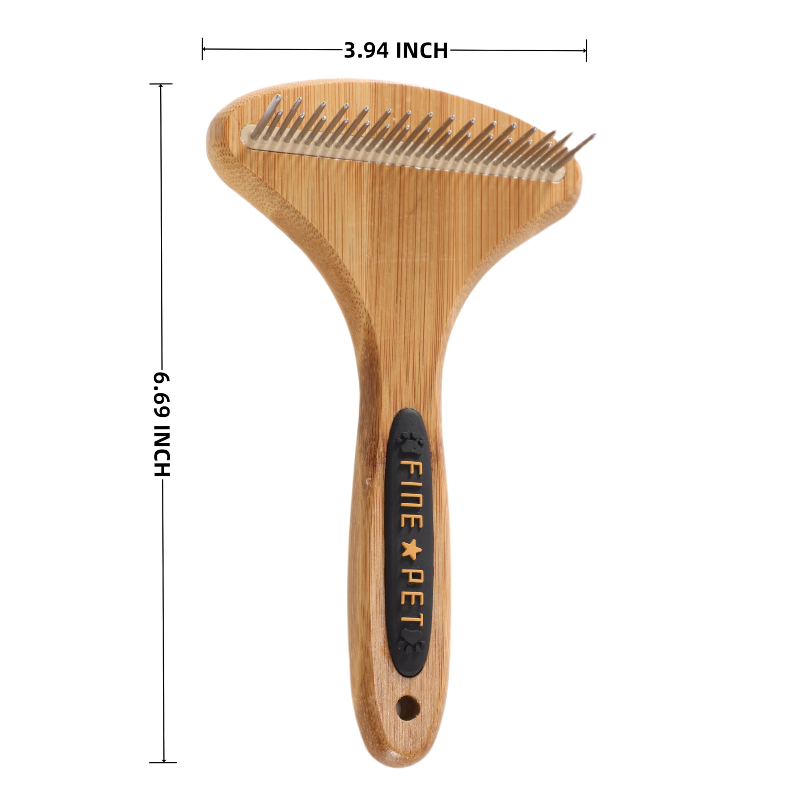Vimfashi Dog Undercoat Rake For Shedding Cat Grooming Rake With Anti-Slip Wooden Handle Dematting Undercoat Brush For Long Hair