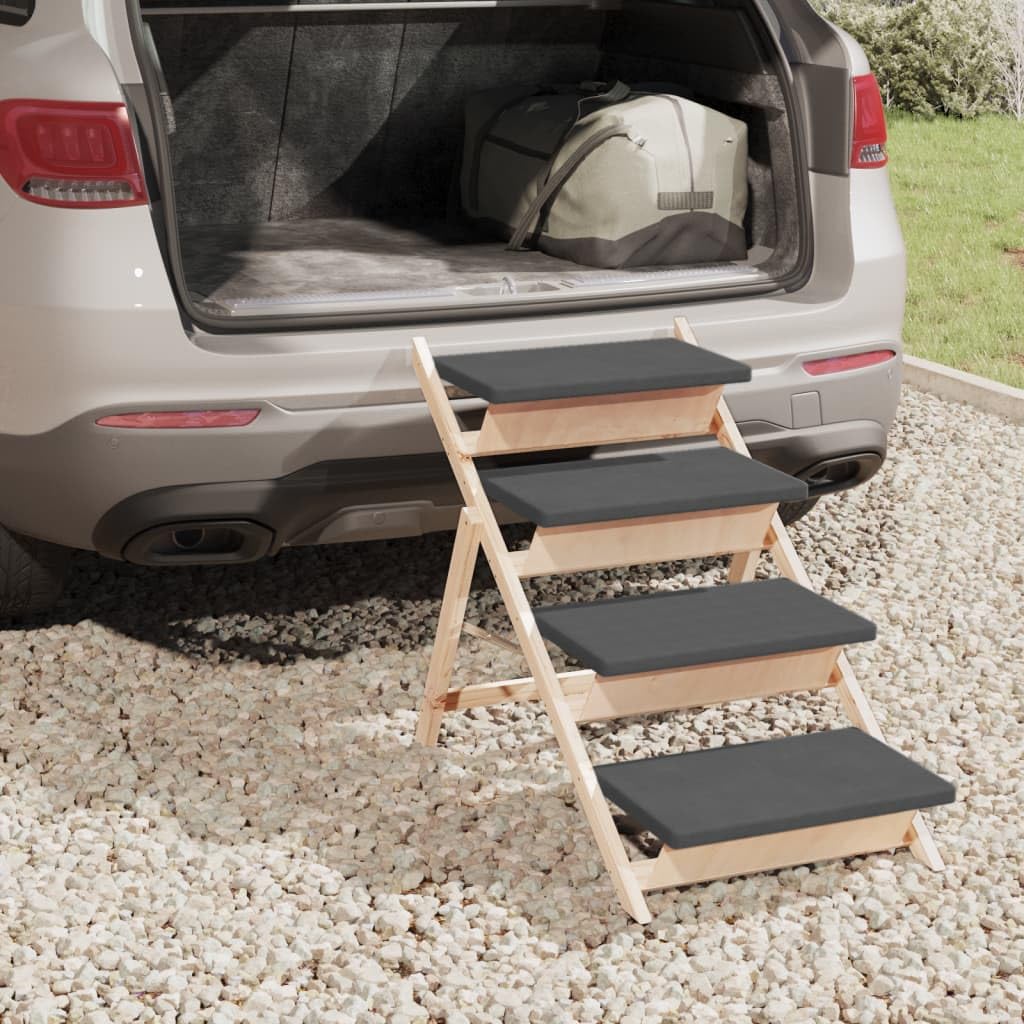 vidaXL Dog Stair Gray 41.3x18.5 Solid Wood Fir