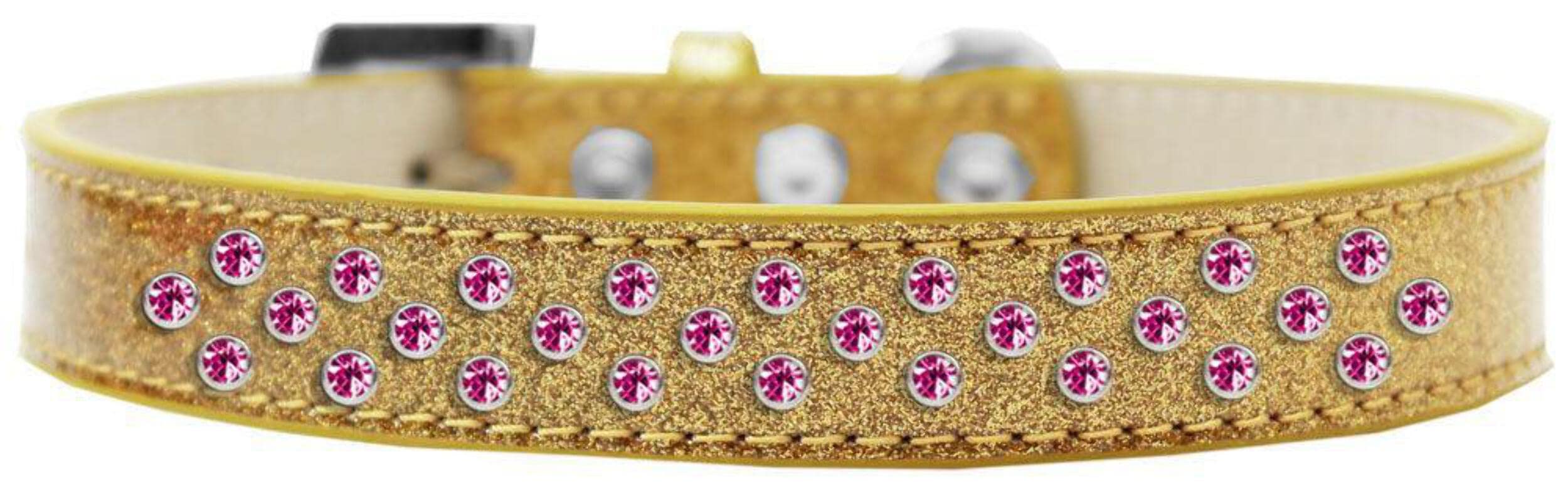 Mirage Pet Products Sprinkles Ice Cream Dog Collar with Bright Pink Crystals, Size 16, Gold