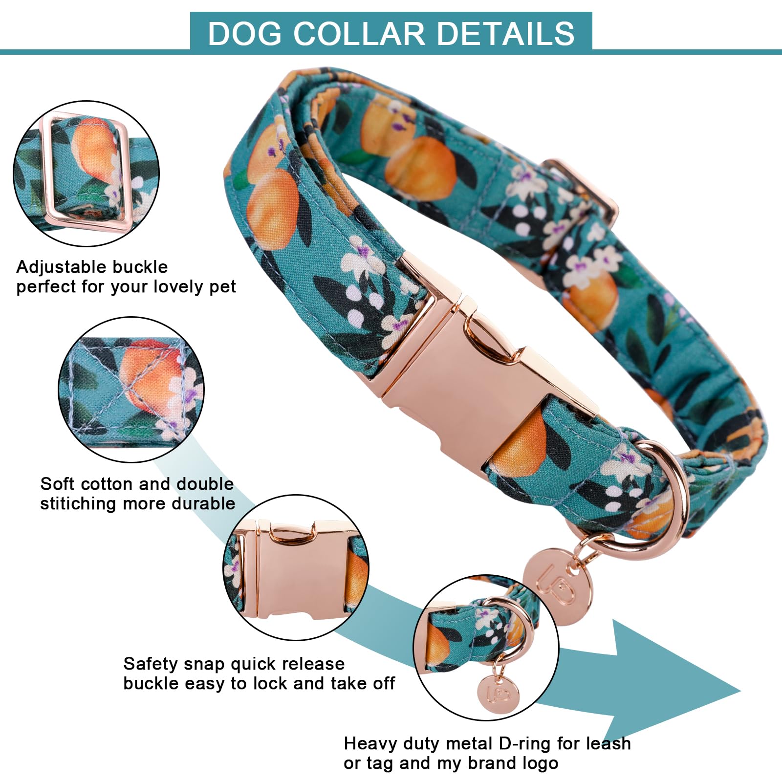 Up Urara Pup Peach Summer Cotton Dog Collar With Metal Buckle Gift Collar For Small Medium Large Girls Or Boys Dogs Cute Durable