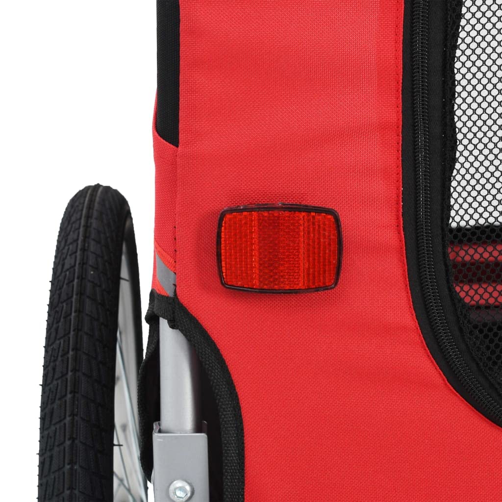 vidaXL Dog Bike Trailer - Water-Resistant Oxford Fabric, Reflectors, Quick-Release Hitch, 1 Count, Red and Black, Model 91766