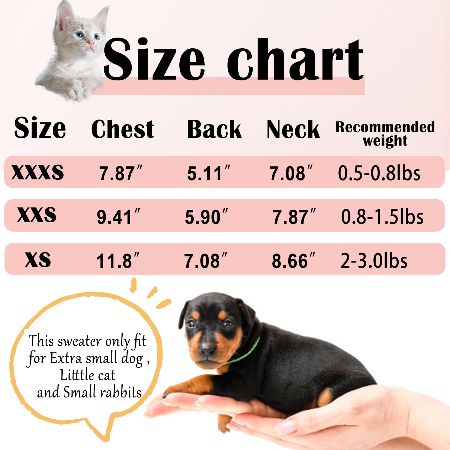 2 Pieces 0.5-0.8lb Teacup Dog Clothes Dog Sweaters for Small Dogs Girl Winter Fleece Dog Clothes Cute Warm Puppy Sweater XXXS XX