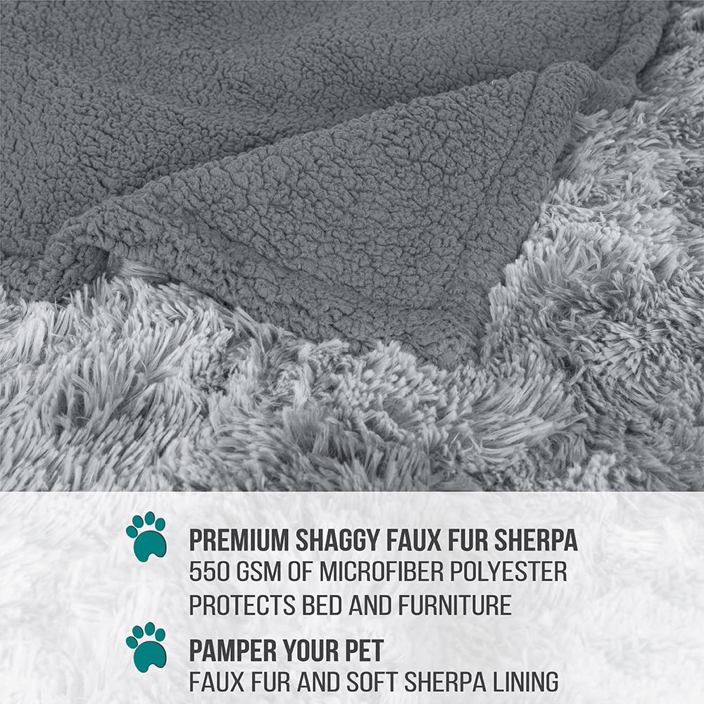 Petami Fluffy Waterproof Dog Blanket | Faux Fur Pet Fleece Shag Throw For Dogs And Cats | Fuzzy Furry Soft Plush Sherpa Throw Furniture Protector Sofa Couch Bed (Tie-Dye Gray, 29X40)