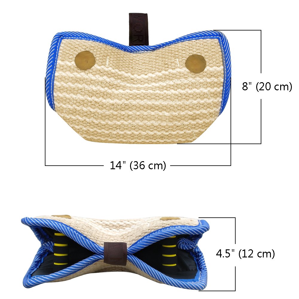 Pet Artist Jute/Linen Bite Wedge Bite Pillow 2 Handle With 1 Loop Tug Toy 14'(36Cm) 8'(20Cm) Training Toy For Medium To Large Dogs Ideal For German Shepherd/American Bully/Pitbulls/Rottweilers