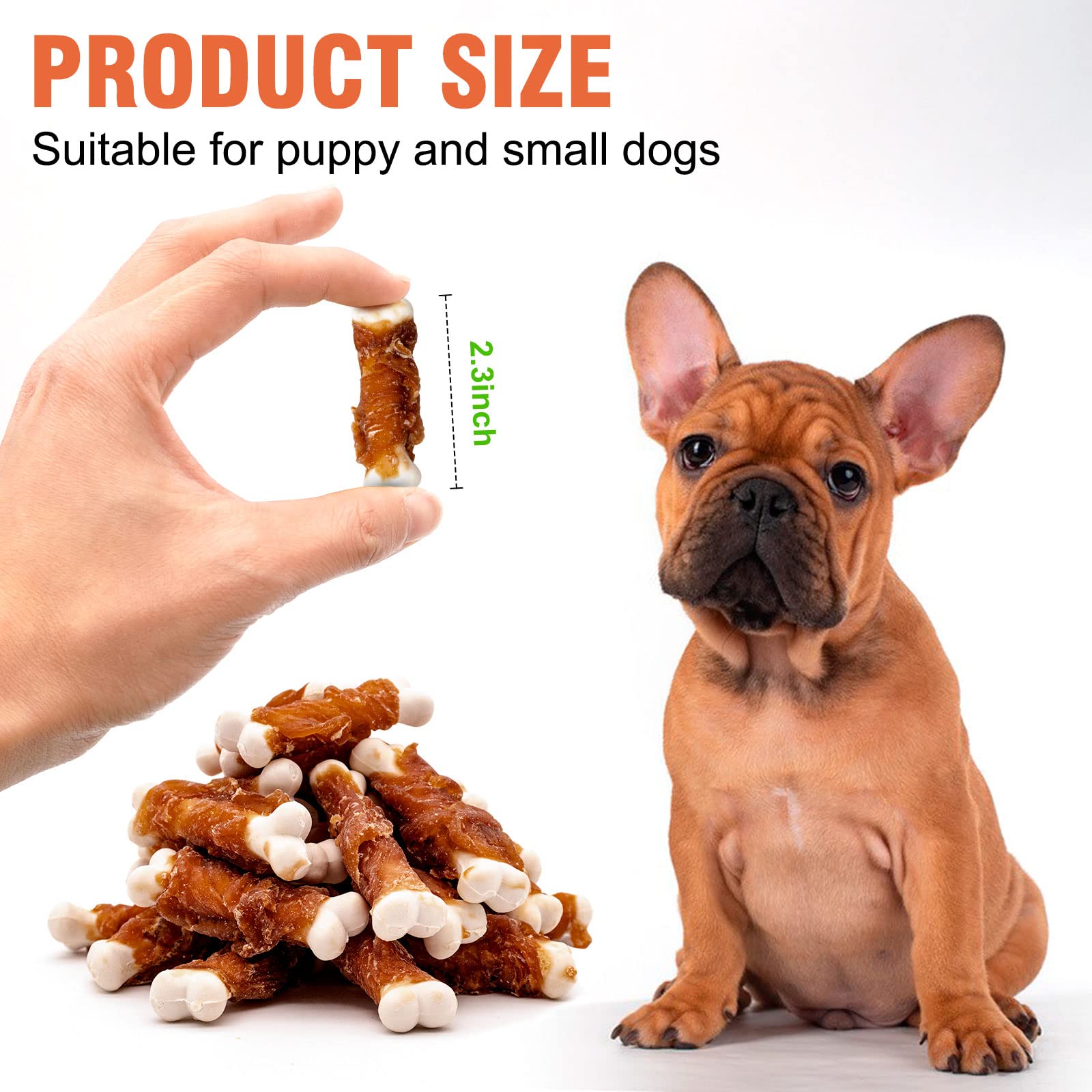 MON2SUN Dog Treats, Chicken Wrapped Calcium Bones Without Rawhide, 2.3 Inch Training Treats for Teeth Cleaning and Fresh Breath,