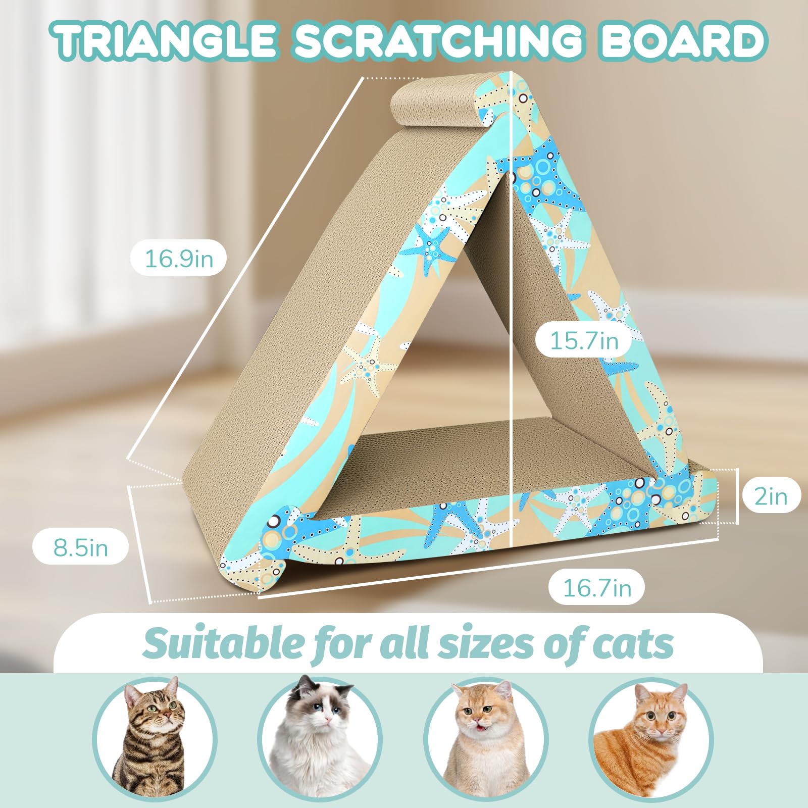 Cat Scratch Pad- 3 In 5 Corrugated Cardboard Cat Scratcher For Indoor Cats, Professional Cat Scratching Board For Adult Cats, Ca