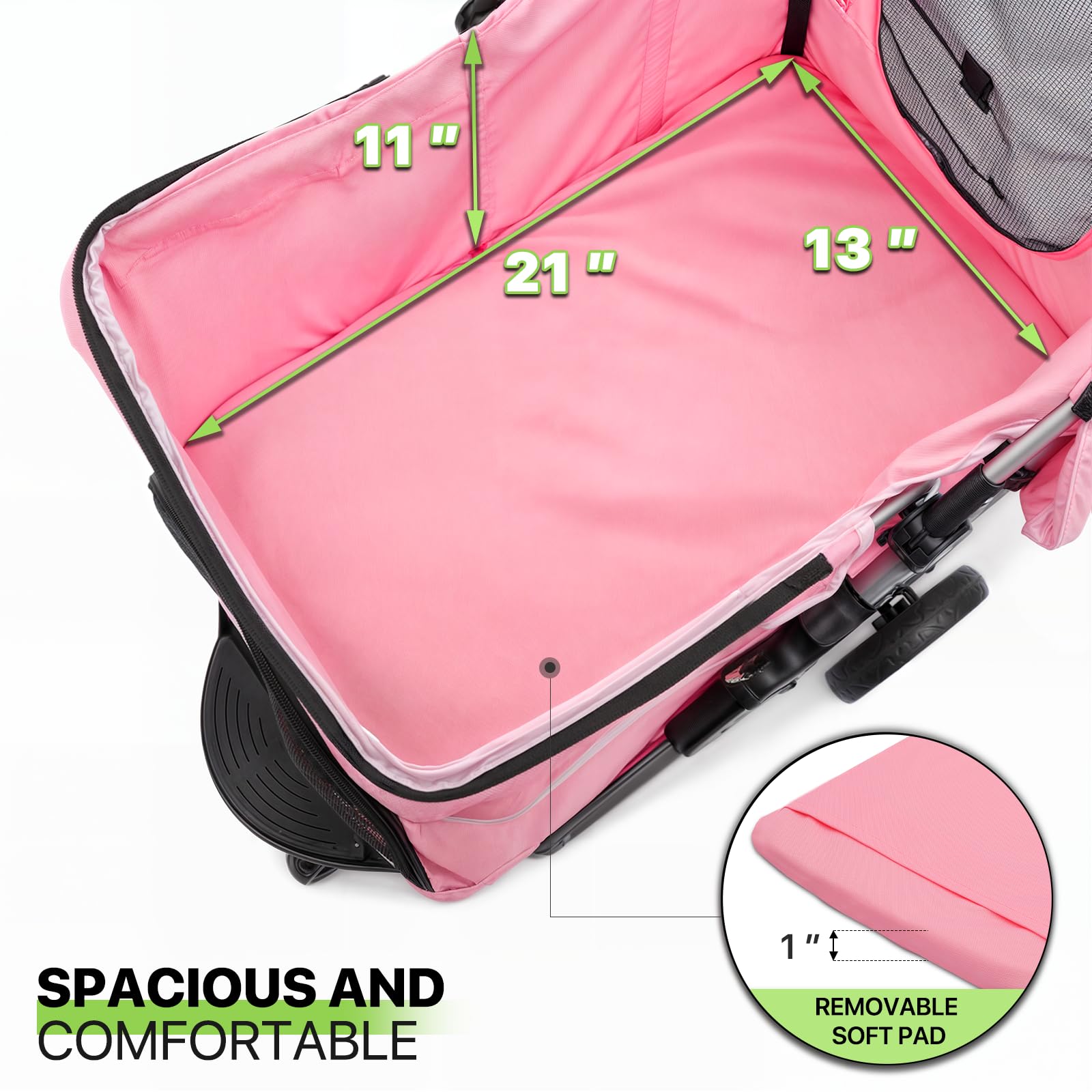 Magshion 3 Wheel Foldable Waterproof Premium Quality Pet Cat Dog Stroller Travel Carrier Light Weight with Storage Basket Cup Ho