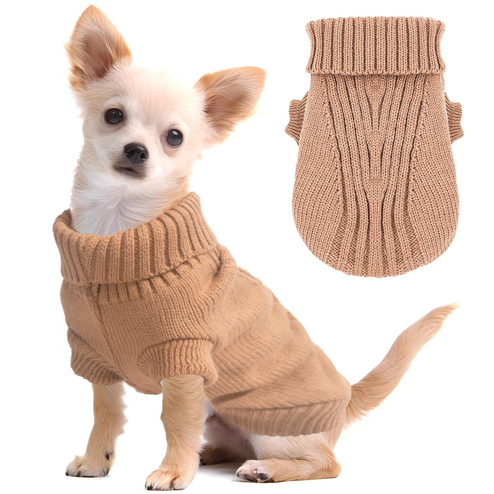 Puppy Sweater Dog Sweater For Small Dogs Winter Dog Knitted Sweaters Warm Puppy Clothes Turtleneck Pullover Sweater Thick Pet Kn