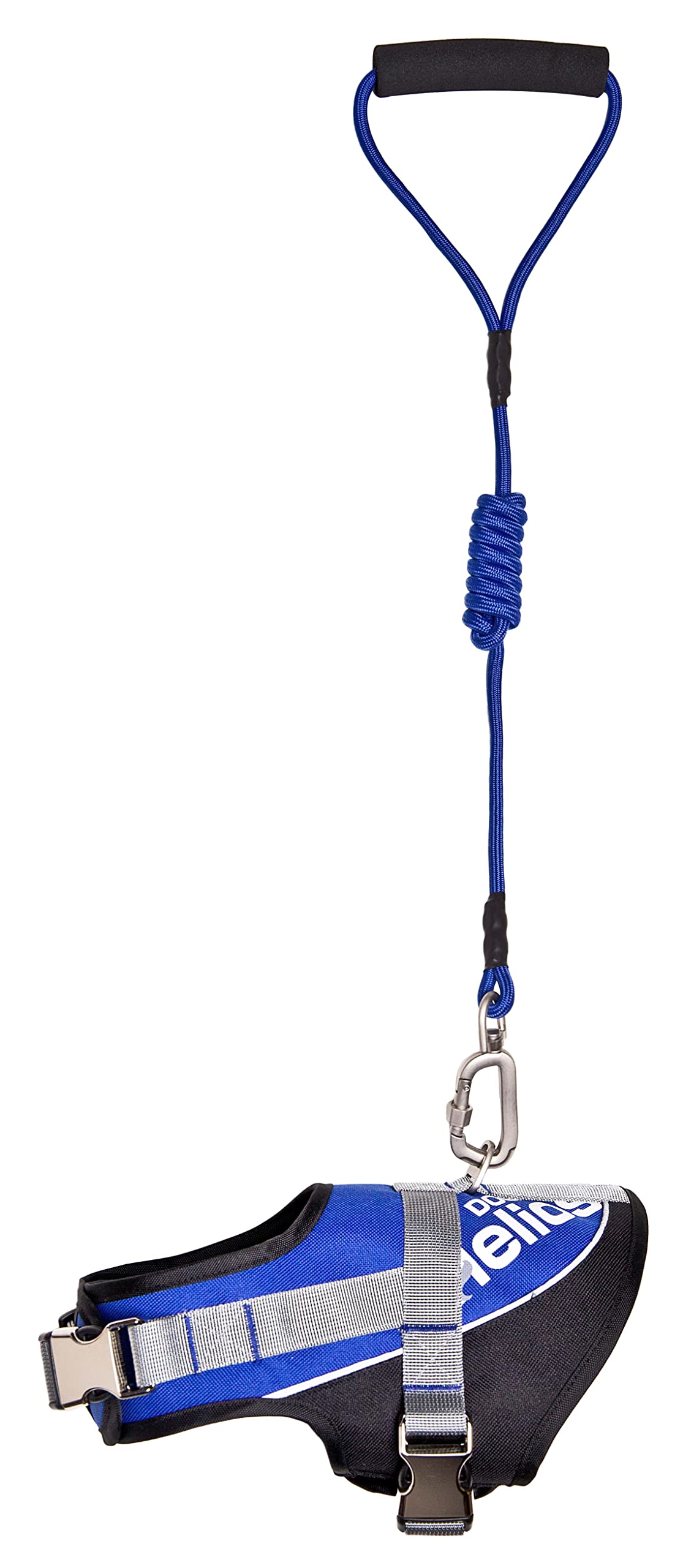 Helios Bark-Mudder Easy Tension 3M Reflective Endurance 2-in-1 Adjustable Dog Leash and Harness, Medium, Blue