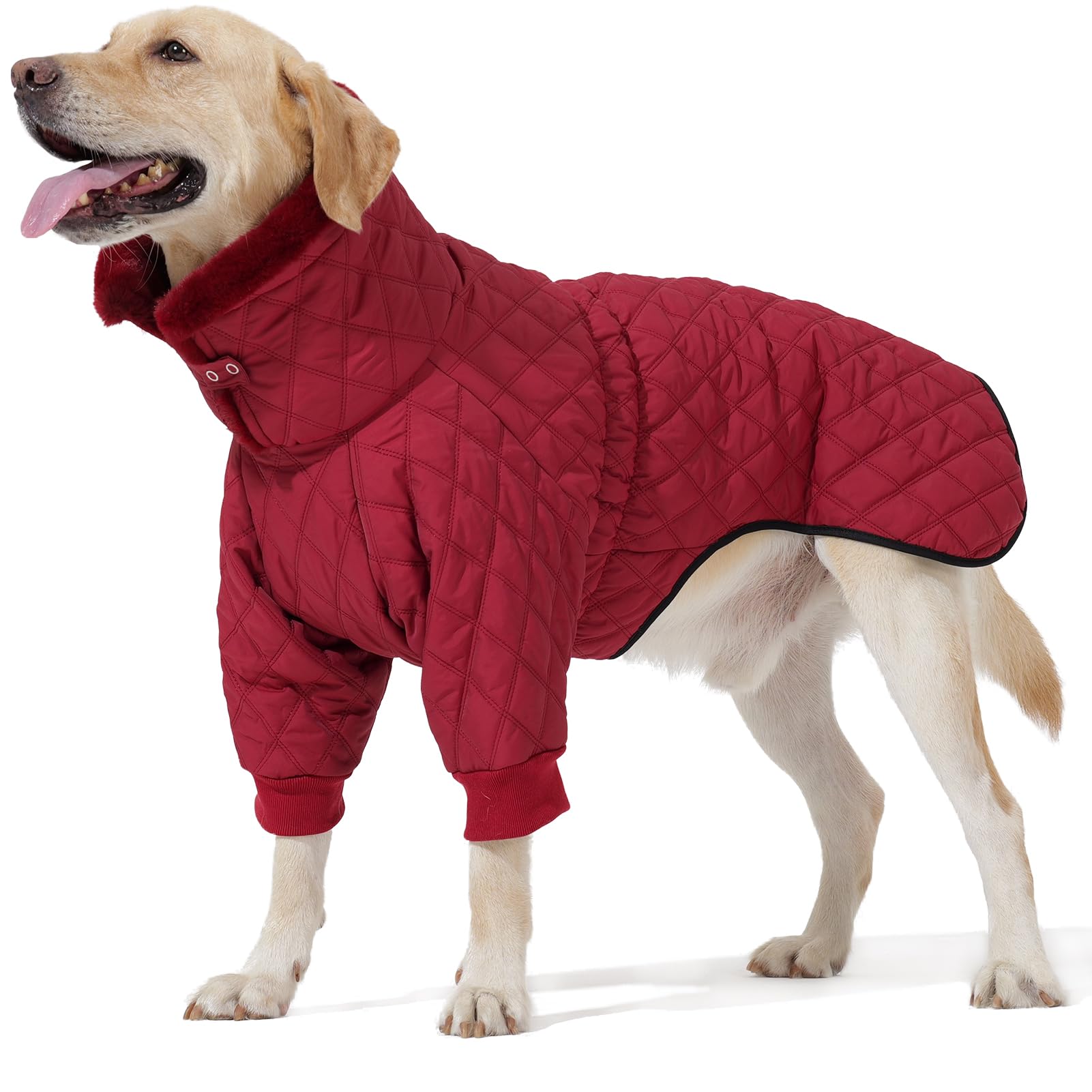 Warm Dog Coat With Double Zipper, Winter Dog Clothes For Small Medium Large Dogs, Turtleneck Dog Puffer Jacket, Two Legs Dog Col