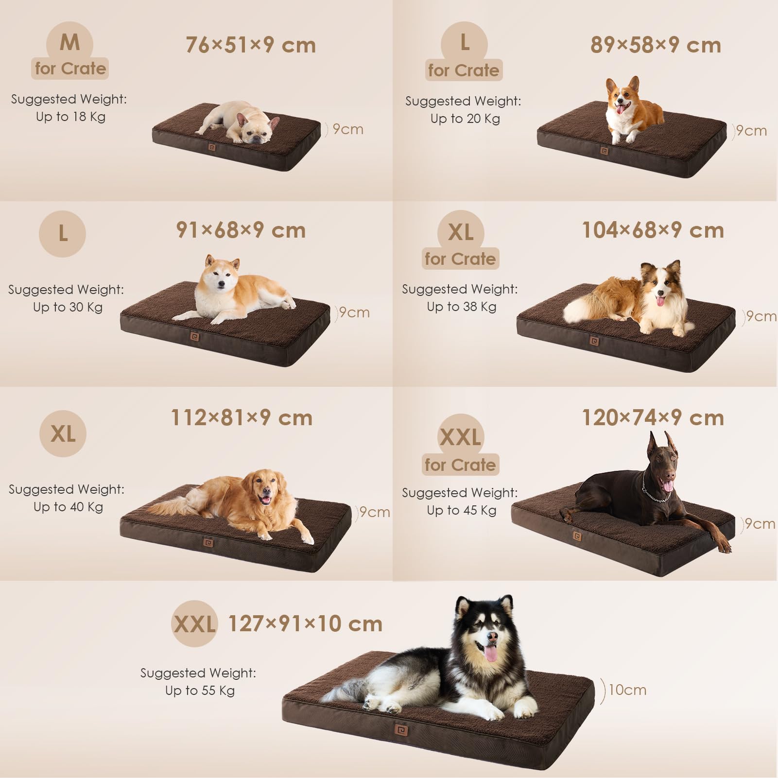 Eheyciga Orthopedic Xl Dog Beds For Extra Large Dogs With Removable Washable Cover, Brown, 44X32