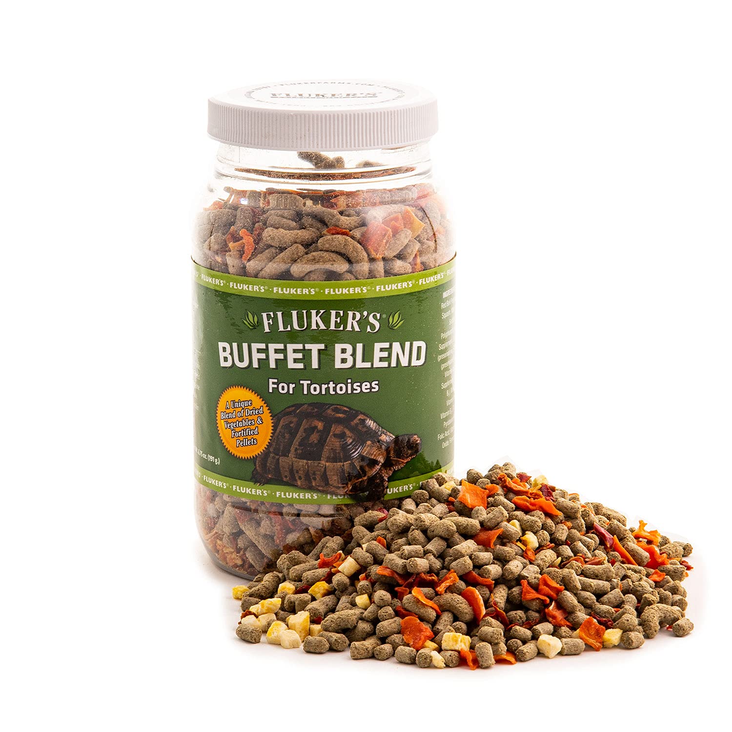 Flukers Buffet Blend Tortoise Diet - Veggies with Fortified Pellets, 6.75oz
