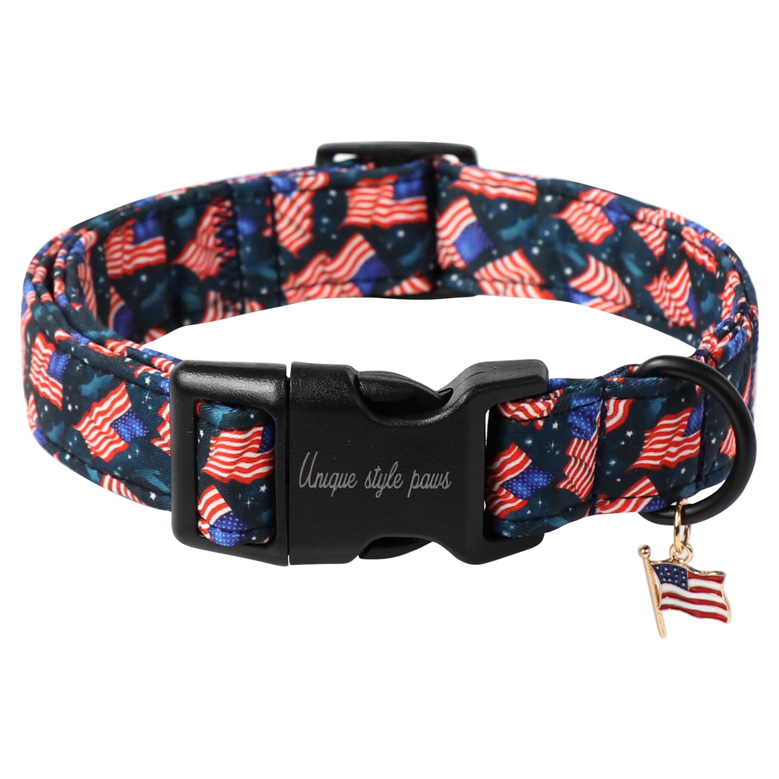 Unique Style Paws Patriotic Dog Collar,4Th Of July Pet Collar With American Flag Pattern,Independence Day Puppy Collar Adjustabl
