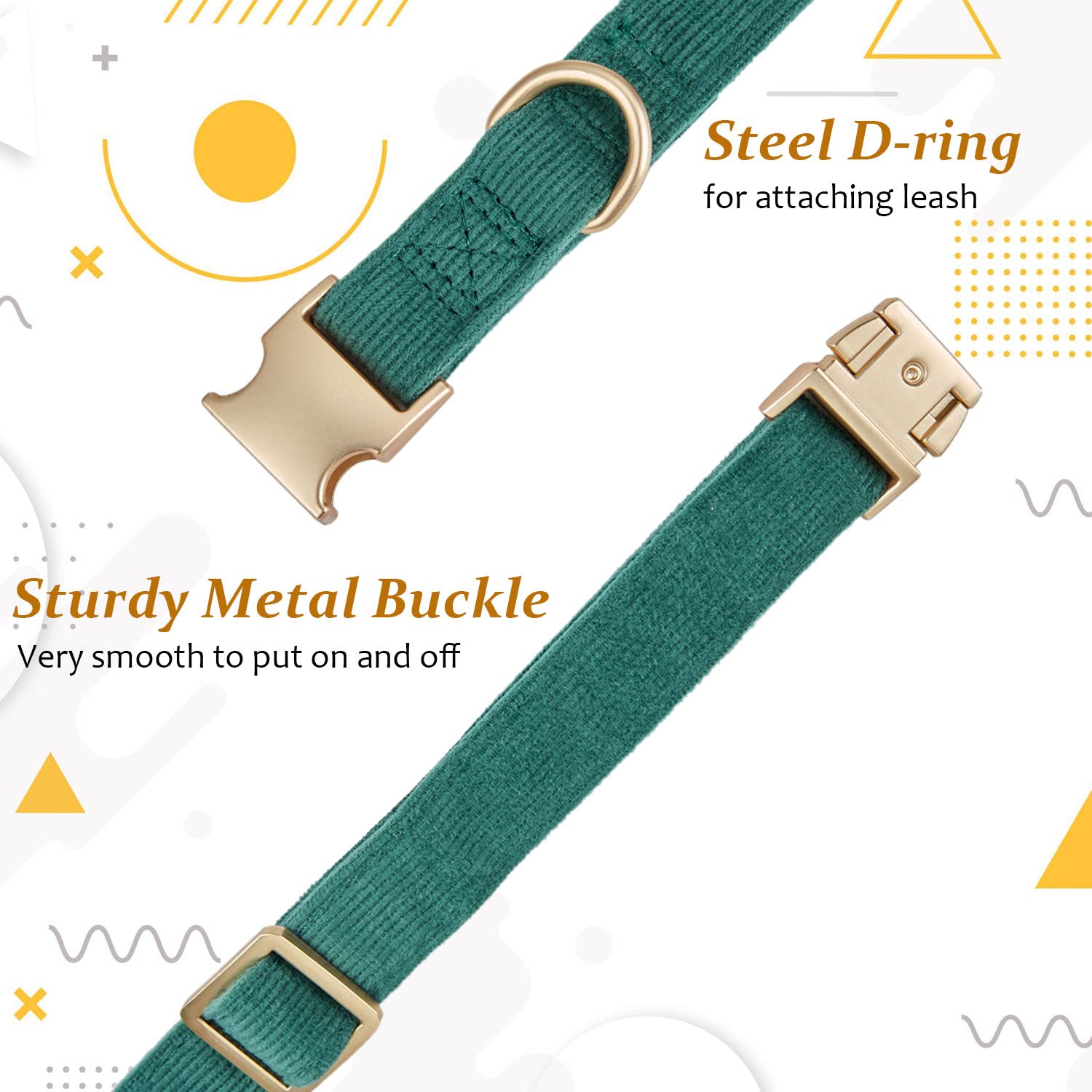 YUDOTE Soft Cotton Dog Collar with Metal Buckle Adjustable Heavy Duty Comfy Corduroy Collars for Small Medium Large Dogs,Dark Gr