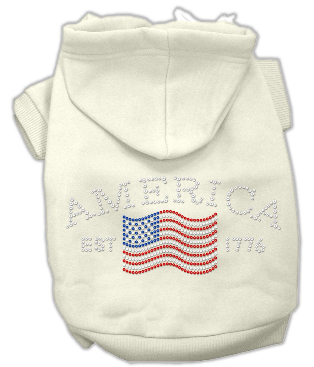 Pet, Dog & Cat Hoodie Rhinestone, Classic American Cream SM (3-6 lbs.)