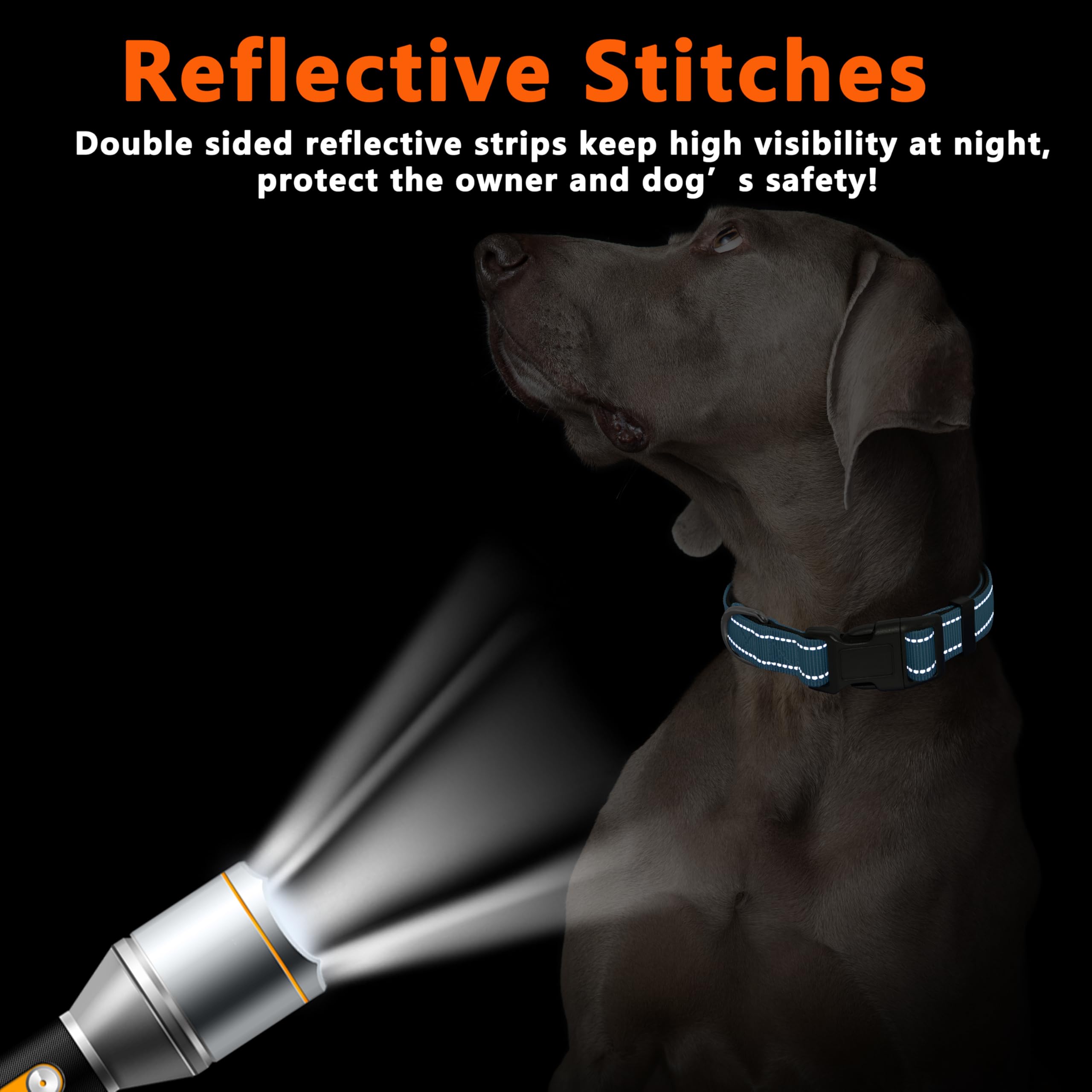Seyezo Refective Dog Collar, Soft Neoprene Padded Pet Collar For Small, Medium, Large Dog, Adjustable Puppy Collars With Quick R