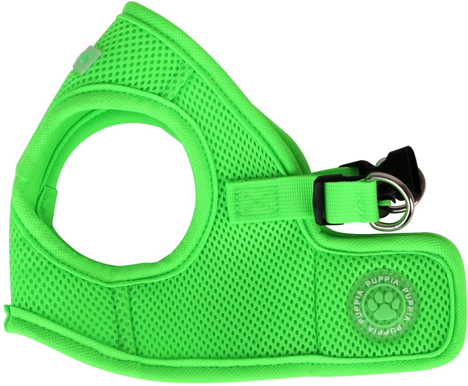 Puppia Neon Soft Vest Harness Step-in No Choke No Pull Walking Training for Small and Medium Dog, Green, Small