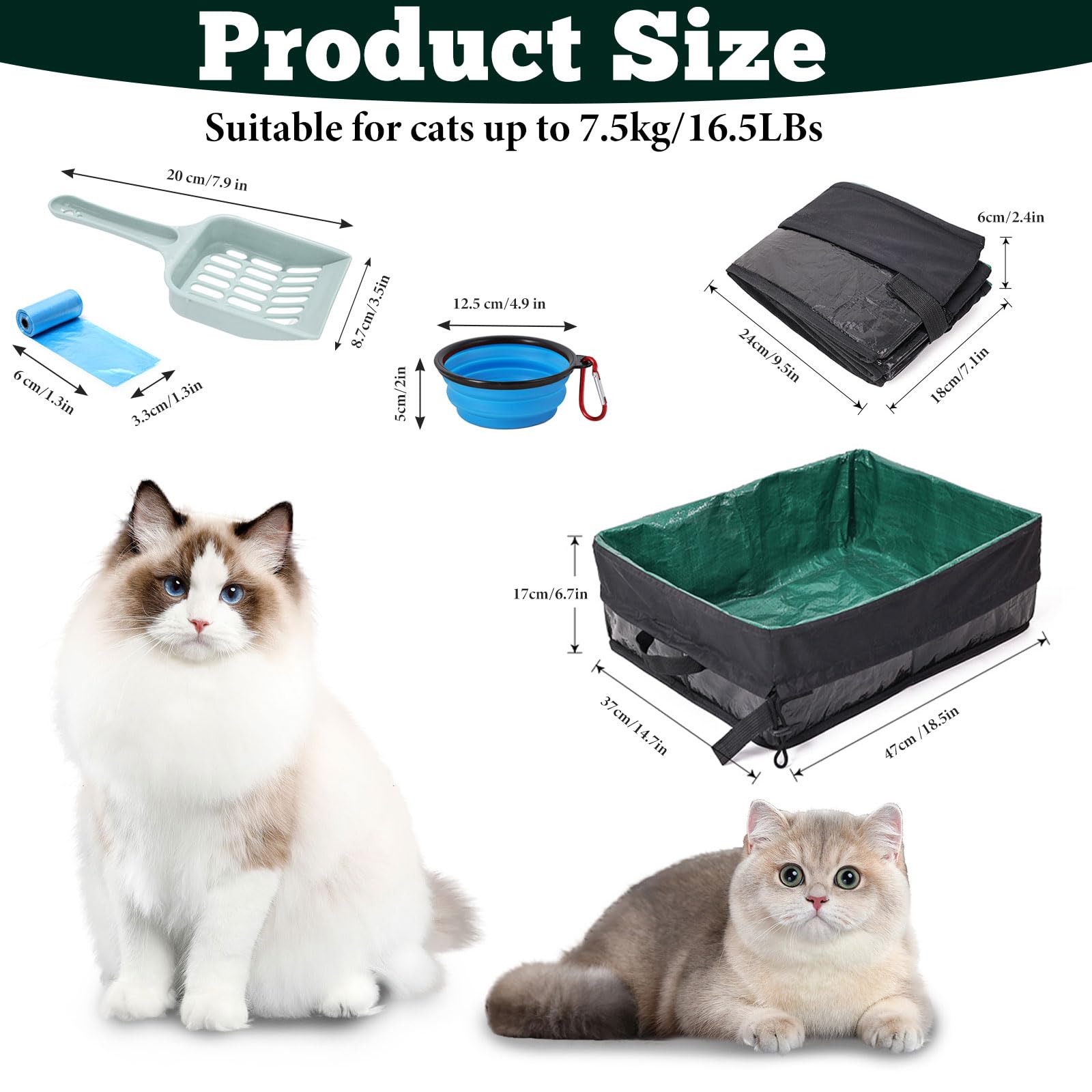 Belieonu Travel Litter Box For Cats, Foldable Portable Litter Box, Leak Proof Cat Travel Carrier With Kitty Litter Scoop Bowl, C