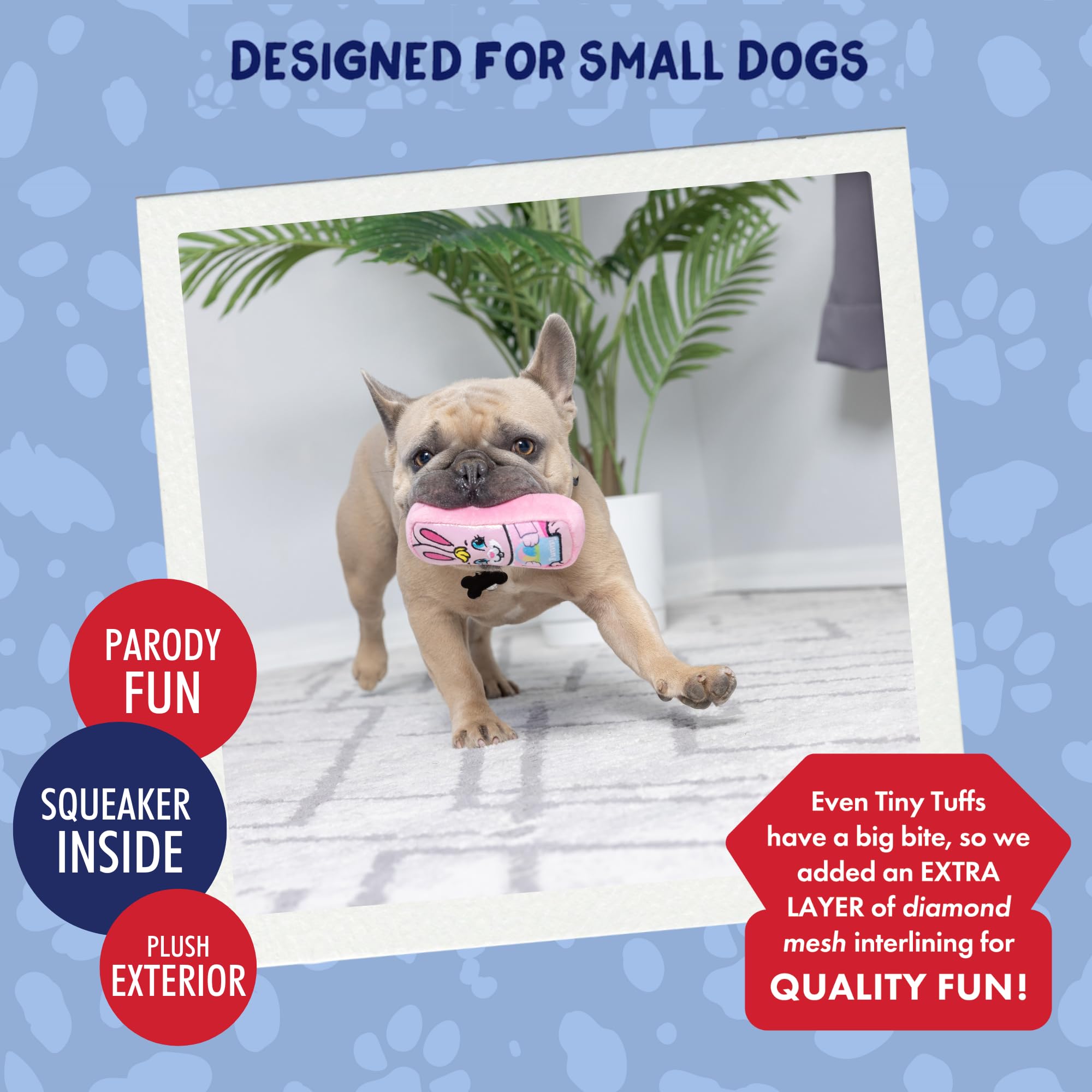 Huxley & Kent Tiny Tuff - Funny Bunnies - Easter/Spring Extra Tough Dog Toy For Small Dogs - 2-Pack Funny Dog Toy - Features Squ