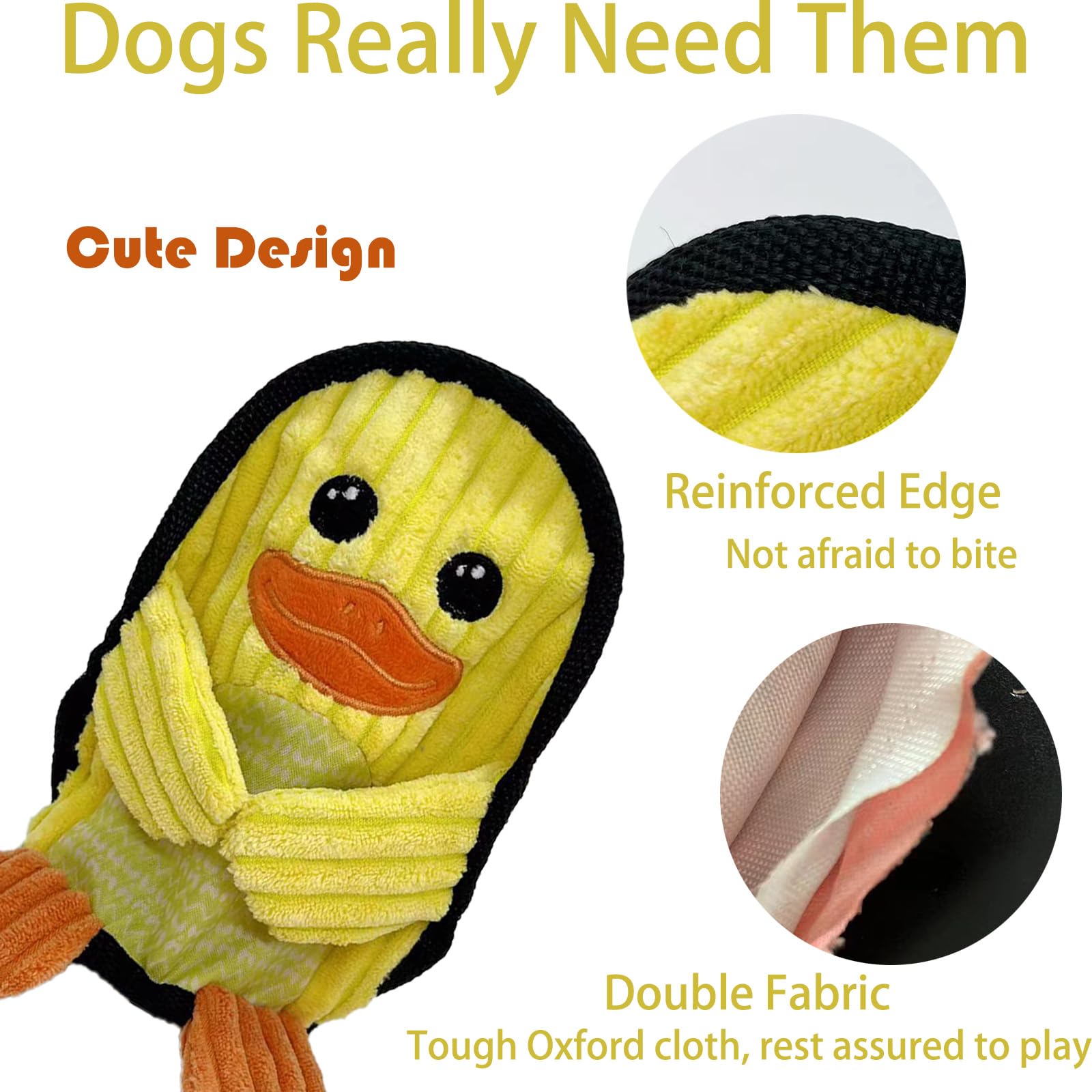 Aimeting Squeaky Dog Toys 3 Pack, Soft And Tough Dog Plushes, No Stuffed Toy Sets, Durable Pet Chew Toys For Small, Medium And L