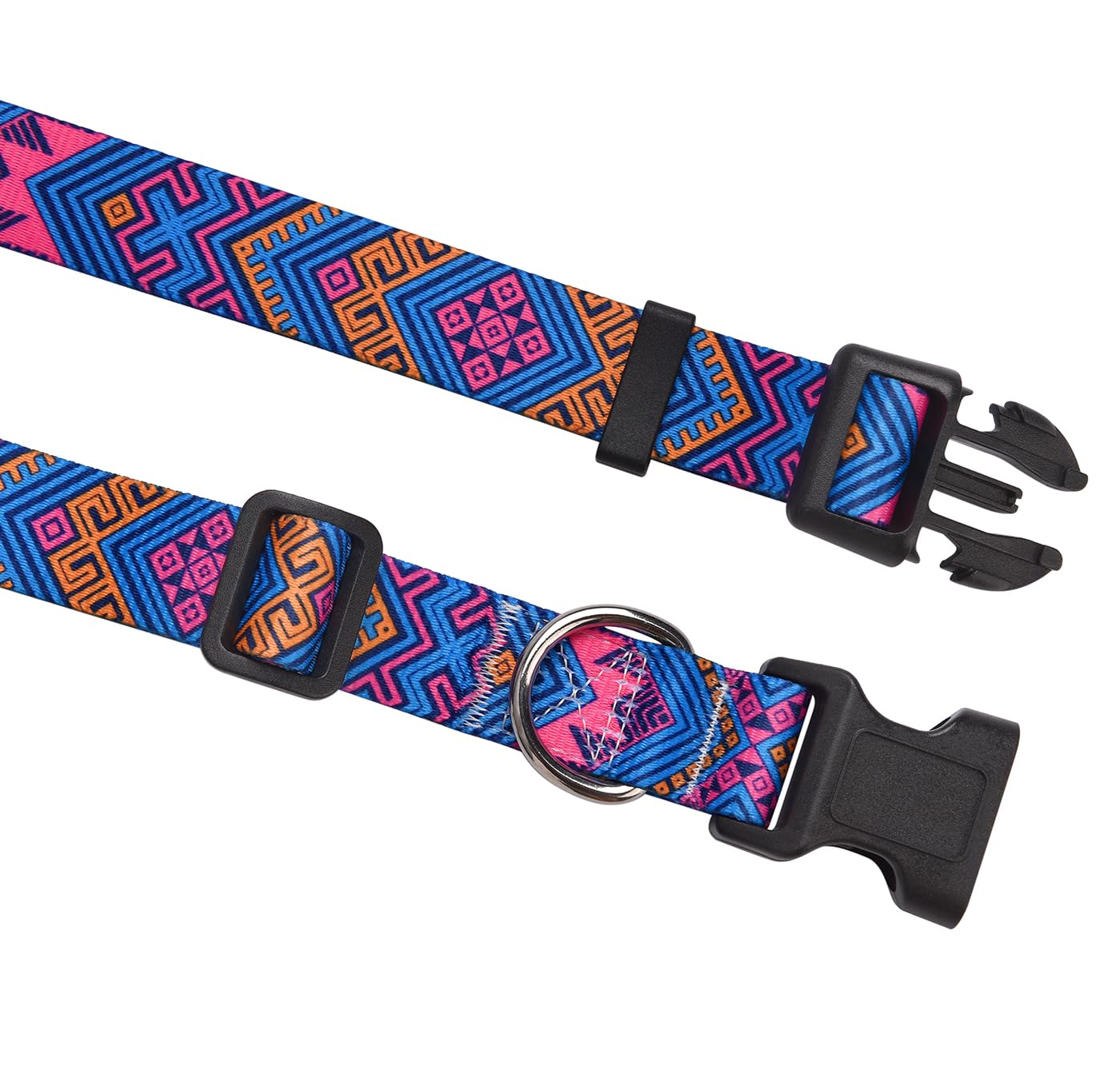 Mihqy Dog Collar With Bohemia Floral Tribal Geometric Patterns - Soft Ethnic Style Collar Adjustable For Small Medium Large Dogs(Orange Ethnic Style,M)