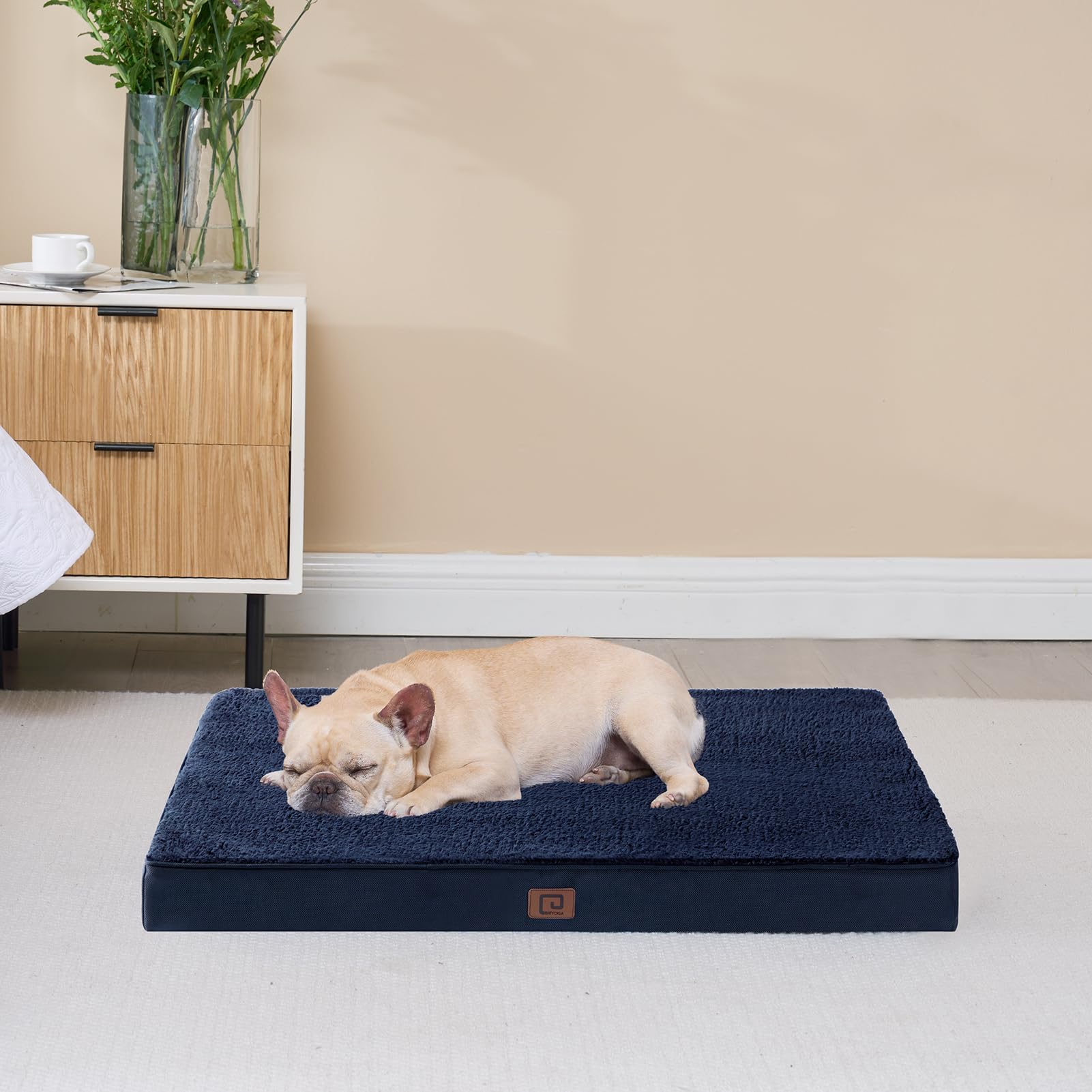 Eheyciga Orthopedic Xl Dog Beds For Extra Large Dogs With Removable Washable Cover For Crate, Navy, 41X27
