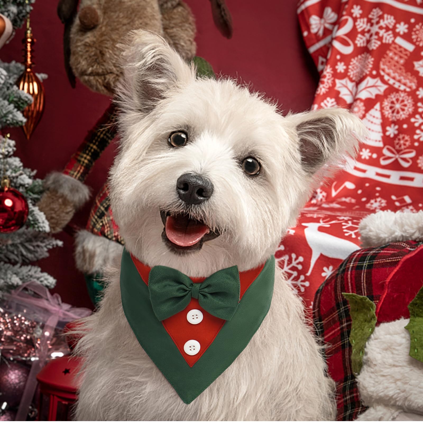 FUAMEY Dog Tuxedo Costume with Bow Tie Collar, Adjustable for Small to Large Pets, Ideal for Dog Wedding, Birthday Parties, Vale