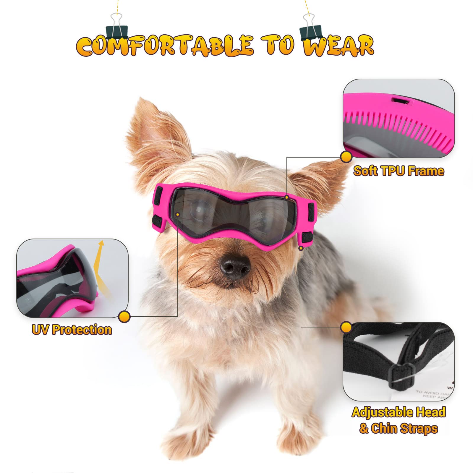 Petleso Dog Goggles Small Breed, Dog Sunglasses Small Breed Dog Eye Sun Light Protection, Uv Protection Goggles For Dog With Adj