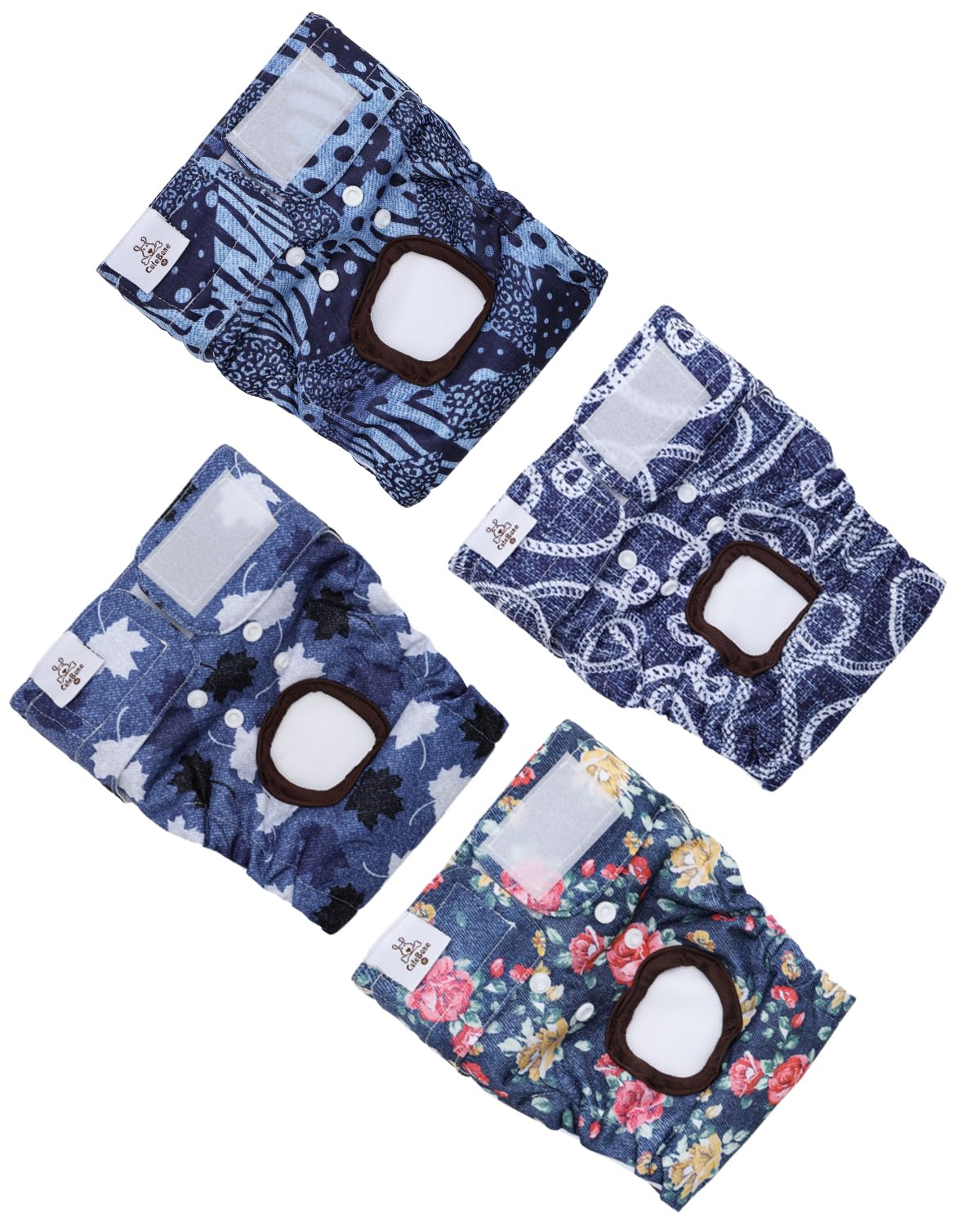 Cutebone Washable Female Dog Diapers 4 Pack Reusable Doggie Heat Diapers For Period Fmg05Xl